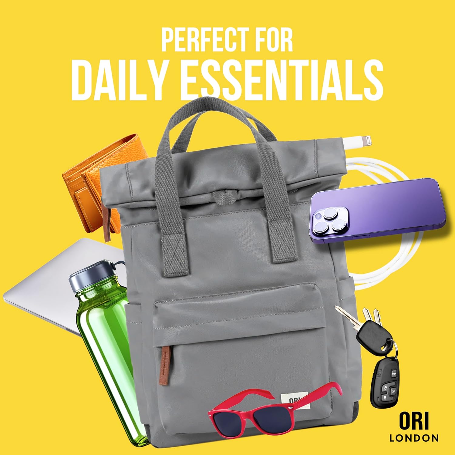 ORI LONDON Travel Backpack - Medium Nylon Rolltop Backpack for Men & Women for Laptop & Accessories - The Canfield, Teal - Image 5