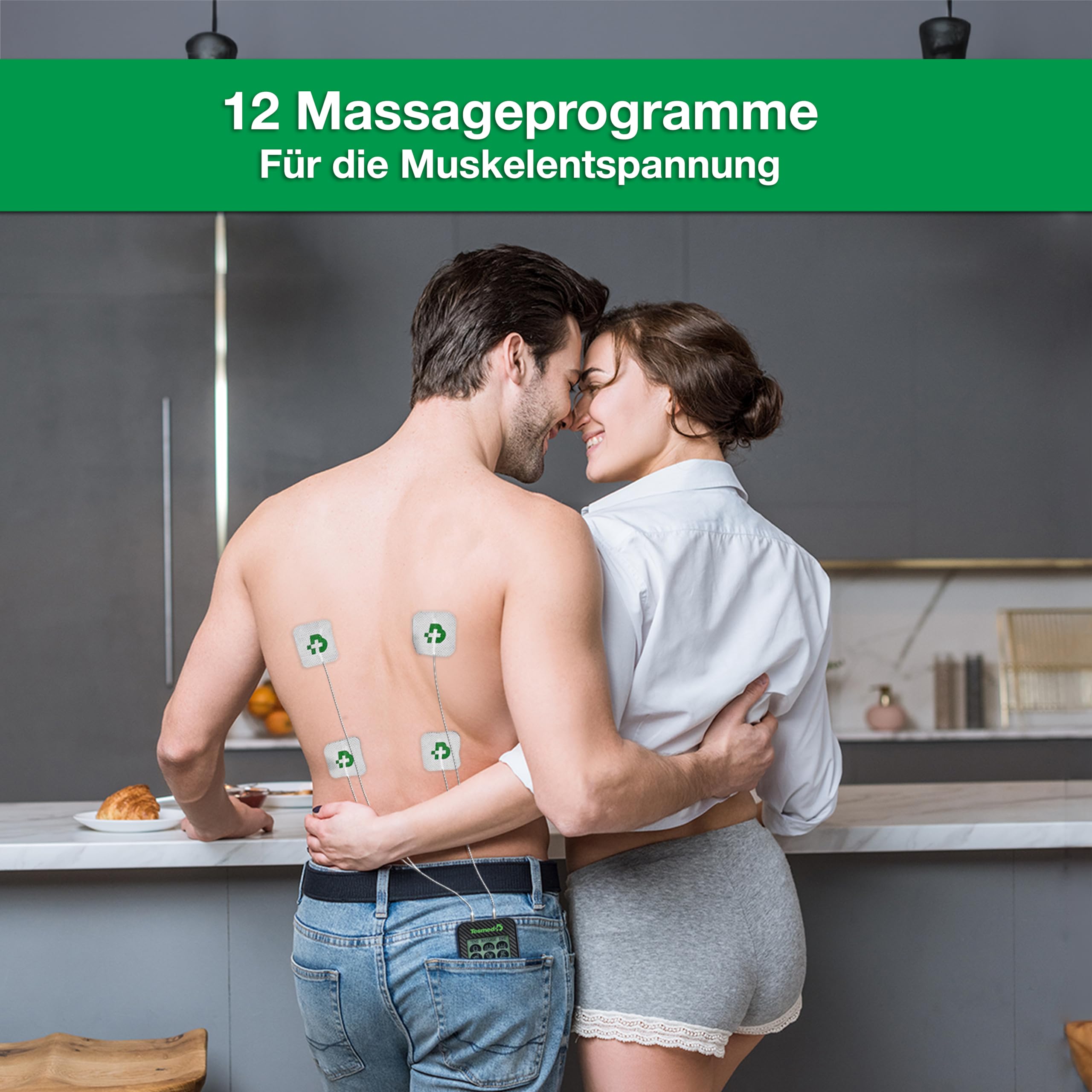 TESMED Trio 6.5: Wiederaufladbarer Muskel-Elektrostimulator per USB - 36 Programme, 40 Intensitätsstufen, 4 Elektroden - EMS, TENS und Massage - Ideal für Fitness und Schmerztherapie