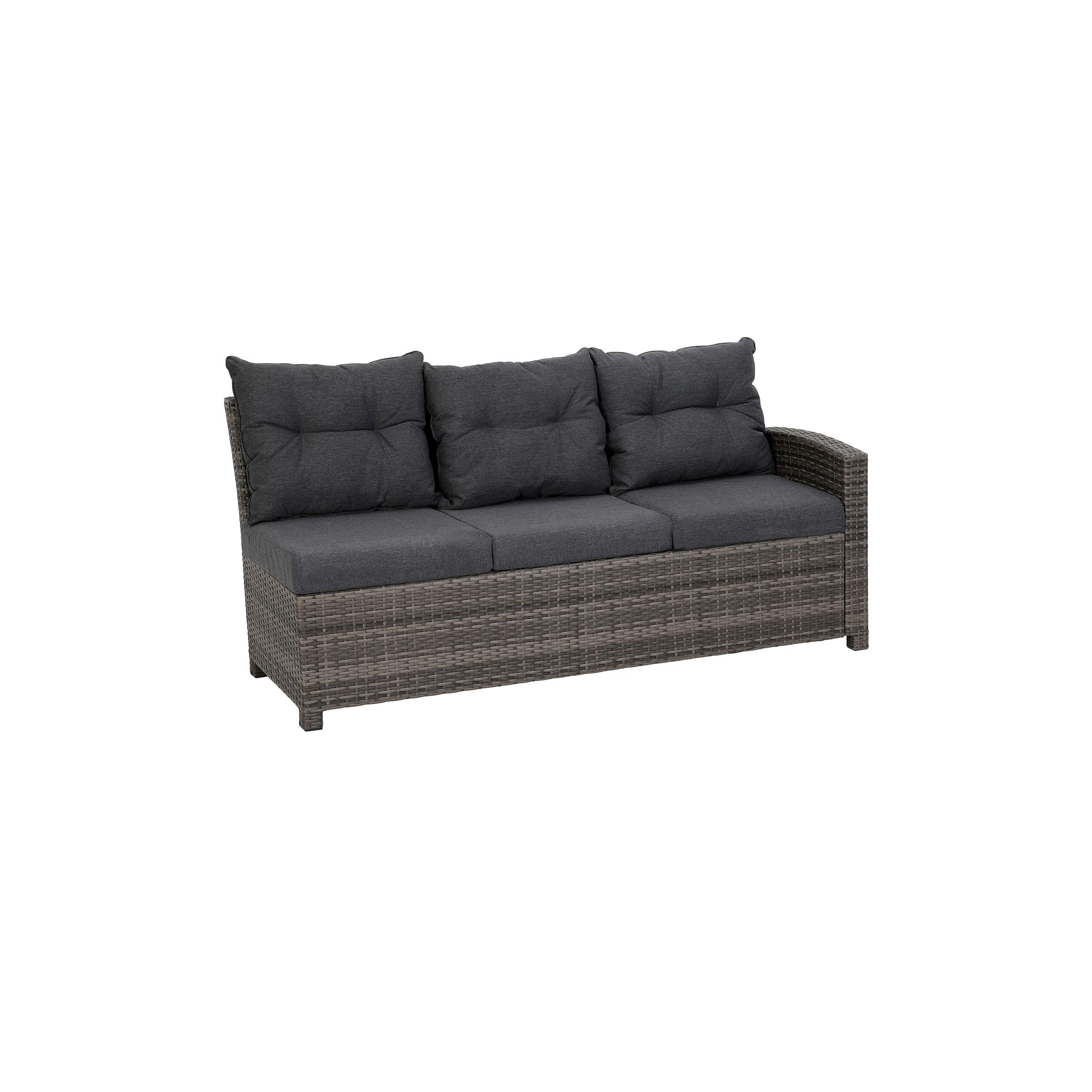 greemotion Ensemble Salon de Jardin d’Angle Tessin 5 Pièces, Canapé d’Angle Extérieur en Aluminium et Polyéthylène, Coussins en Polyester Inclus, Gris