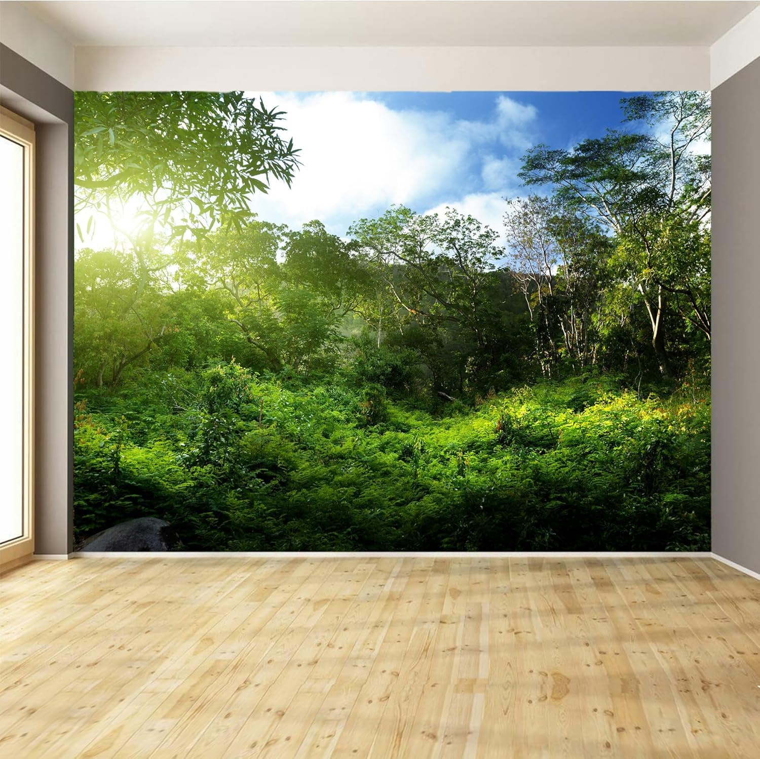 Panoramiczna tapeta las włóknina krajobraz zielony plakat Trompe l'oeil Mural 3D sztuka dekoracja ścienna salon sypialnia 350x250 cm 2894b