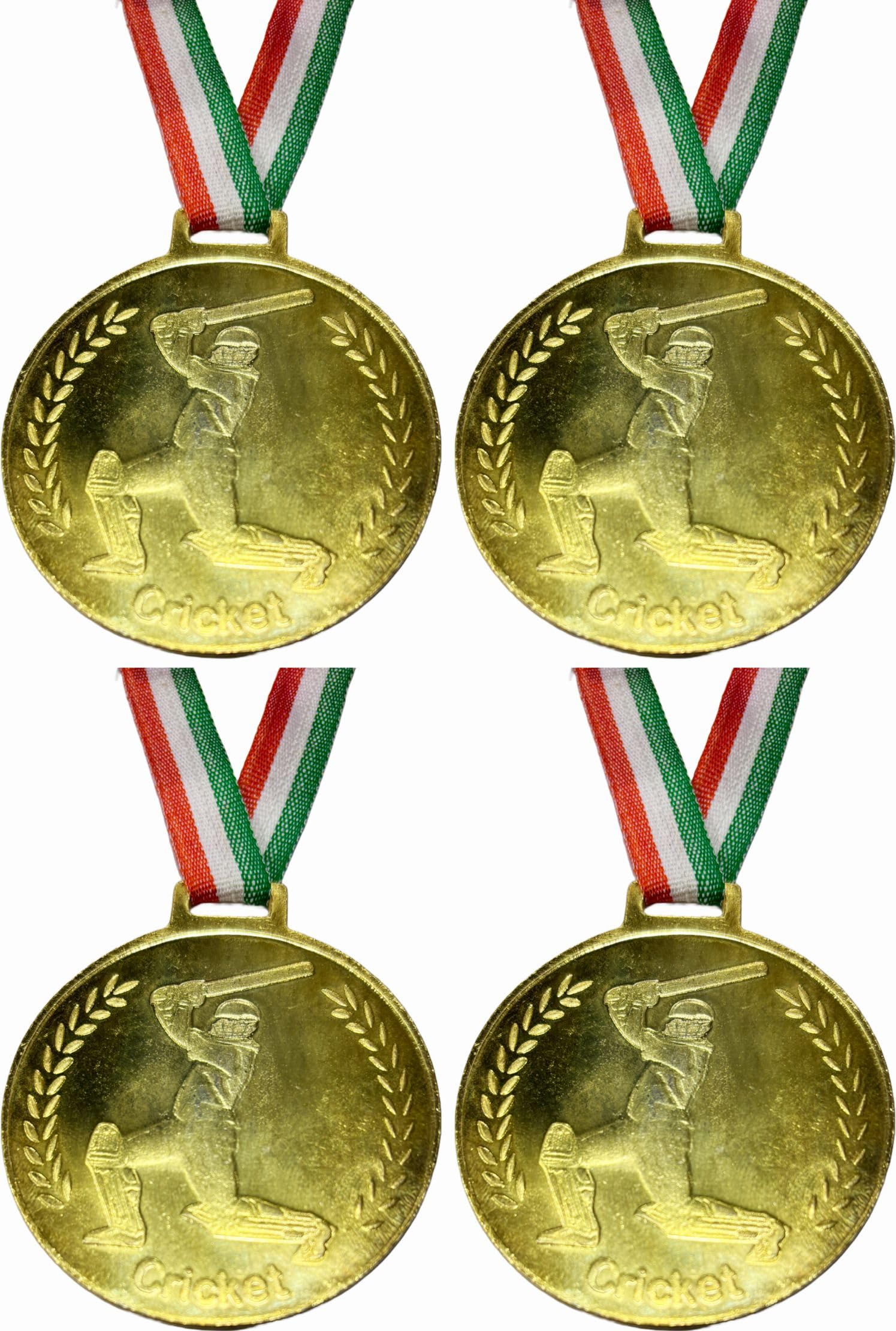 GYMFREAK Medals for School Competition Sport 4Pc 2.5 inch Cricket Medal with IND Strip Medal (2.5 inch)-picture-14