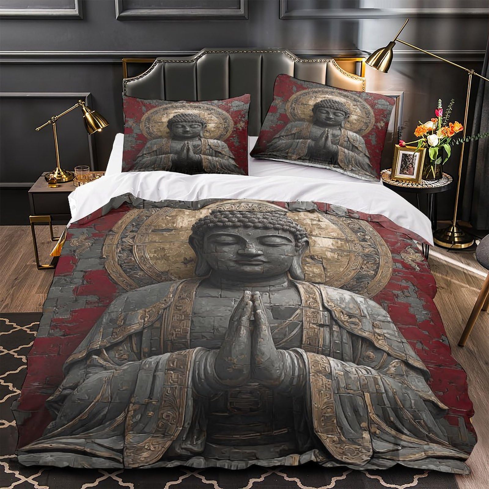 Parure de lit Bouddha anti-allergie housse de couette super king