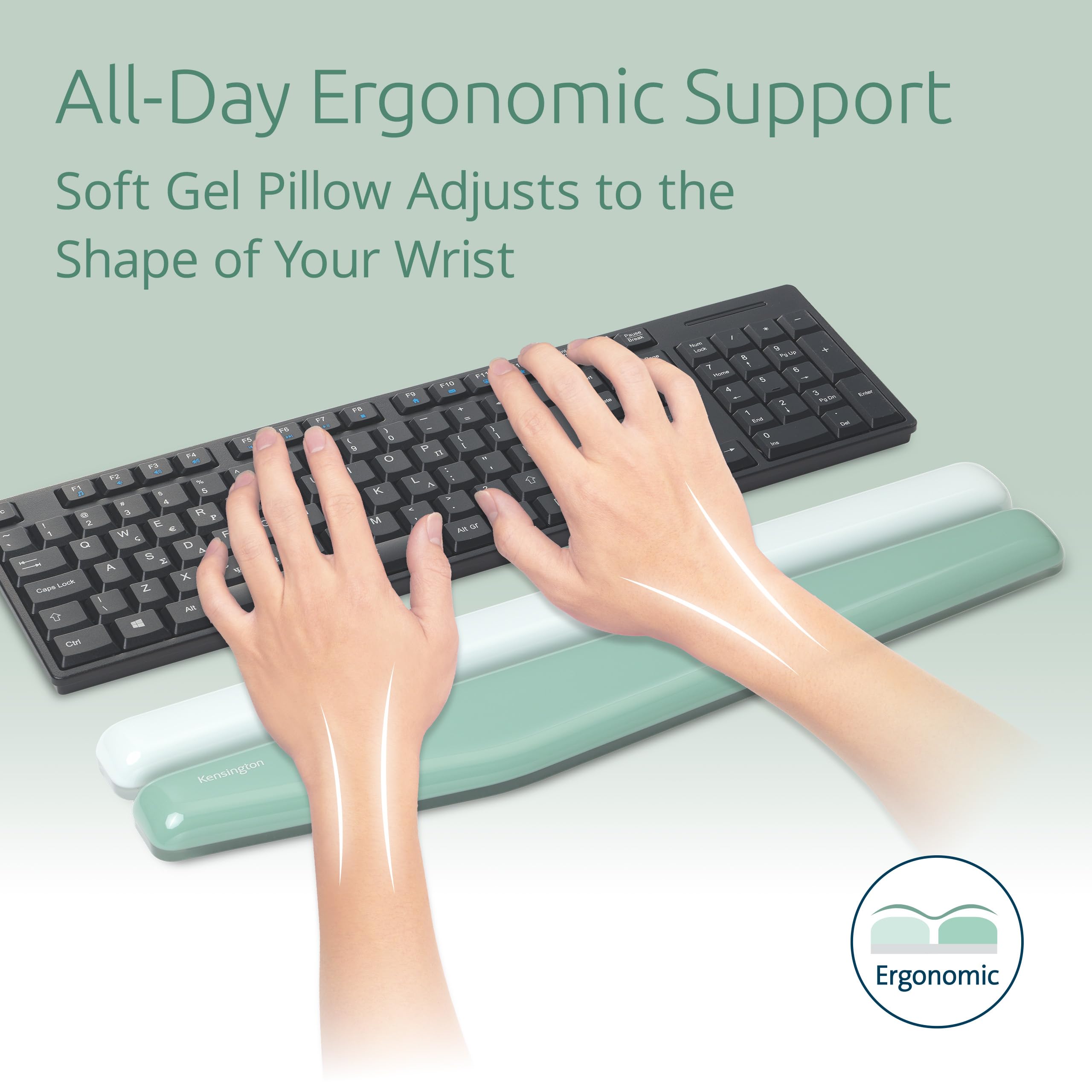 Kensington Duo Gel Mountain Repose-poignet pour clavier, repose-poignet pour clavier pleine taille, repose-poignet ergonomique pour ordinateur, tapis d'ordinateur antidérapant avec support de poignet