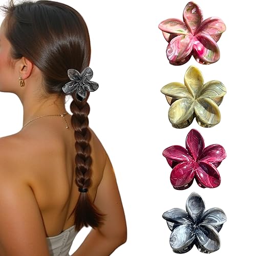 Miniatura 10 de Luvearo 4 pinzas antideslizantes de flores mate para cabello grueso a fino recto a rizado, accesorios para el cabello para mujeres, pinzas de garra