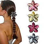 Flower Hair Clips for Women and Girls Thick to Thin Hair Large Cute Claw Clips Decorative Plumeria Hair Accessories Nonslip Aesthetic Glossy Glam