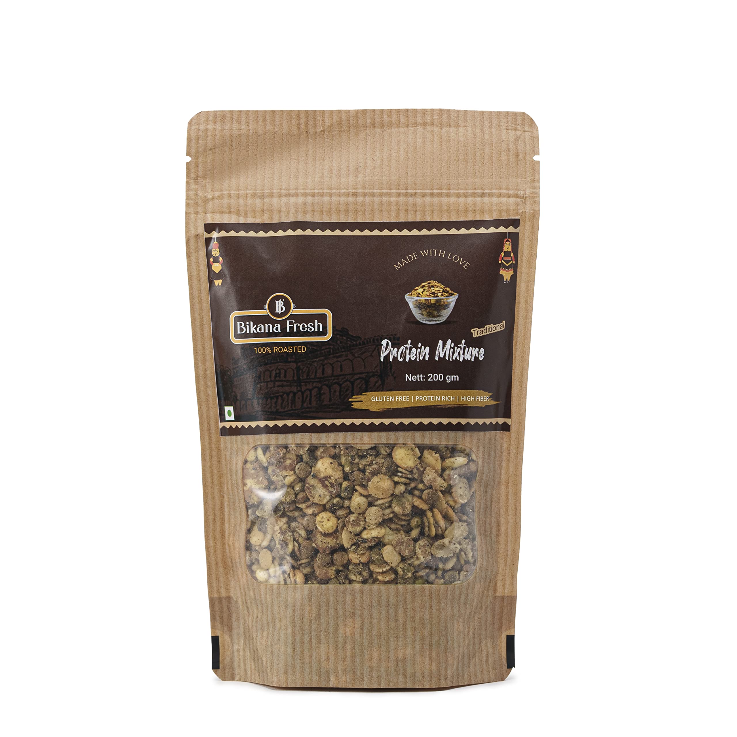 Bikana Fresh Roasted Protein Mixture | High In Protein, Fibre & Carbs | Healthy Snacks (200gm (PACK OF 1))