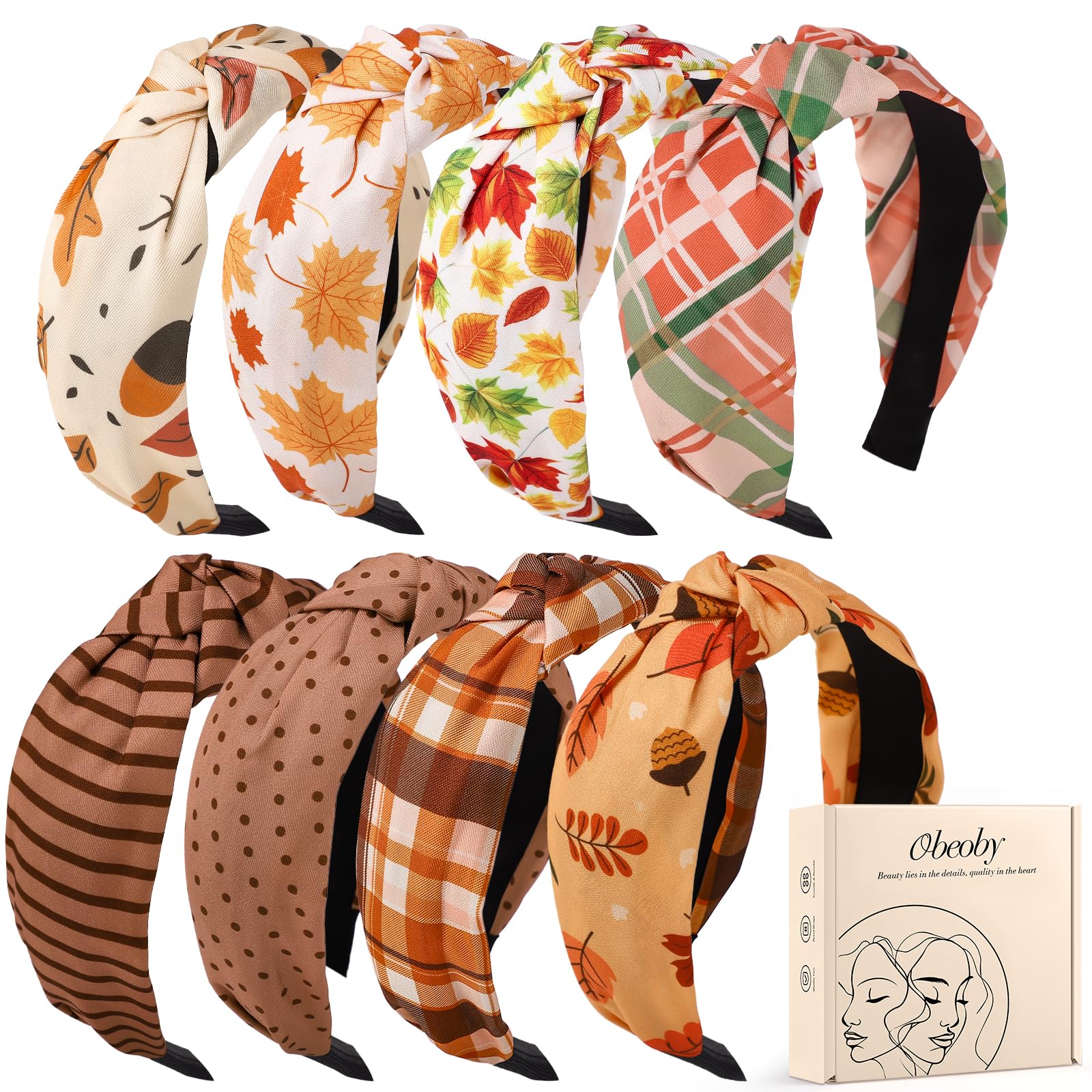 obeoby 8 Pack Fall Headbands