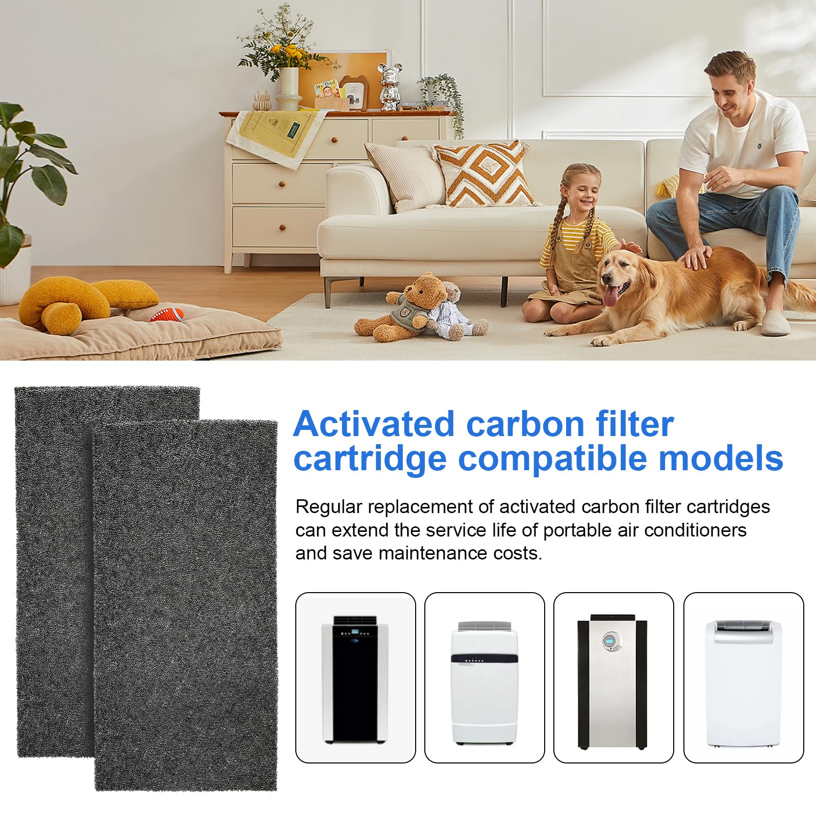 El cartucho de filtro de carbón activado ARC-14S es de repuesto para aires acondicionados portátiles Whynter, compatible con modelos ARC-CF-14S, ARC-14SH, ARC-141BG y ARC-143MX, 2 piezas