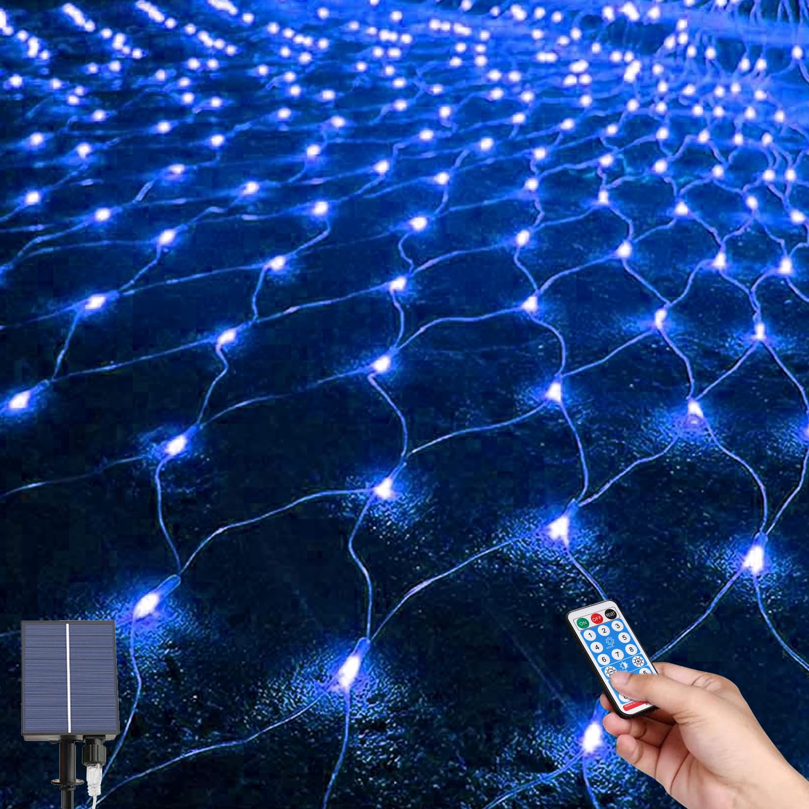 MXJFYY Guirnaldas Neta Luz Exterior Luz Jardín, 2M*3M 198LEDs Red Luz, Red Luces Solares Exterior, Arbol Navidad Exterior con Luces, Impermeable Luces para Navidad Cortina Balcón Ventanas Terraza
