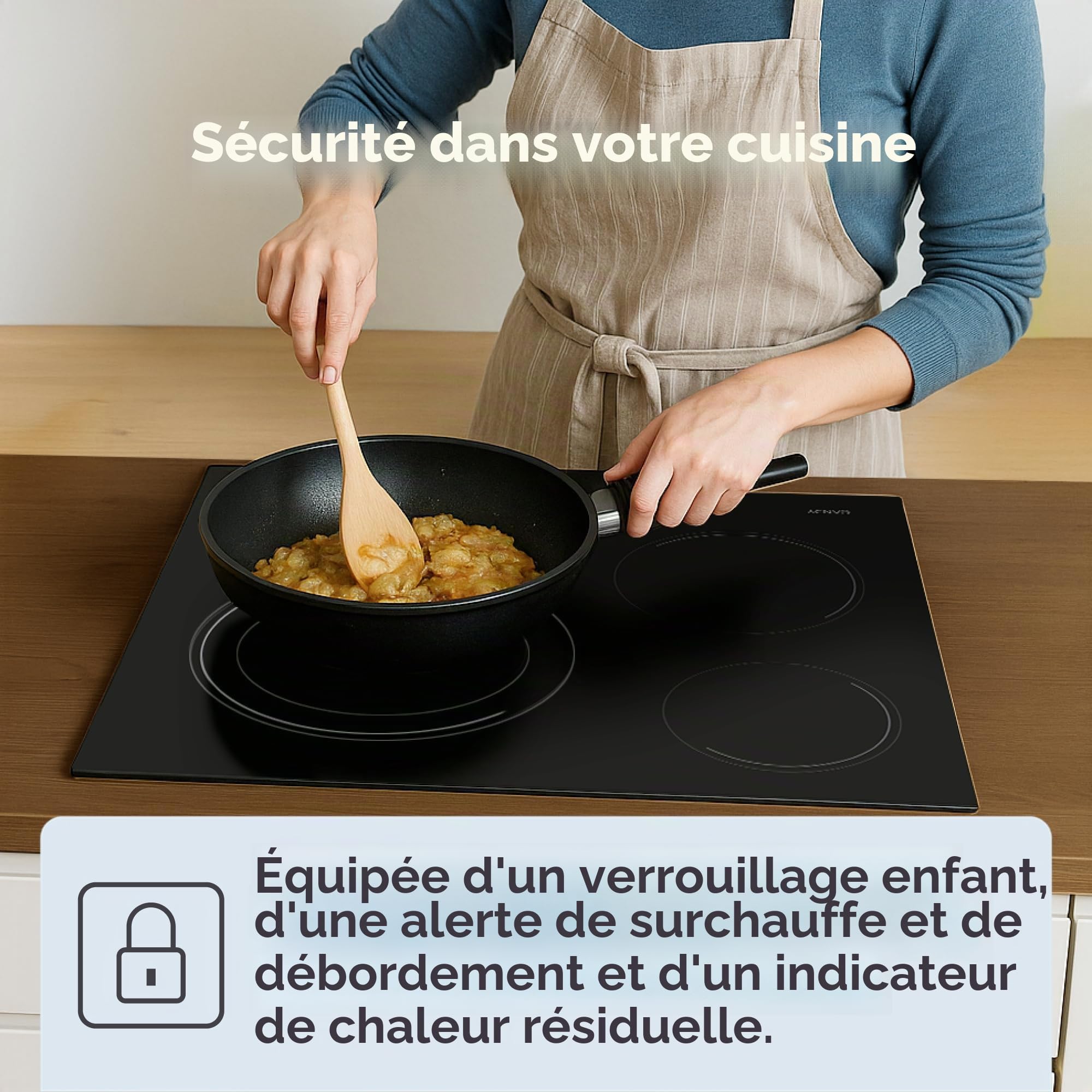 Candy CH63DCC Plaque vitrocéramique 60 cm, 3 zones de cuisson, double zone poêle à paella de 30 cm, contrôle tactile, 9 niveaux de puissance, système de sécurité, noir