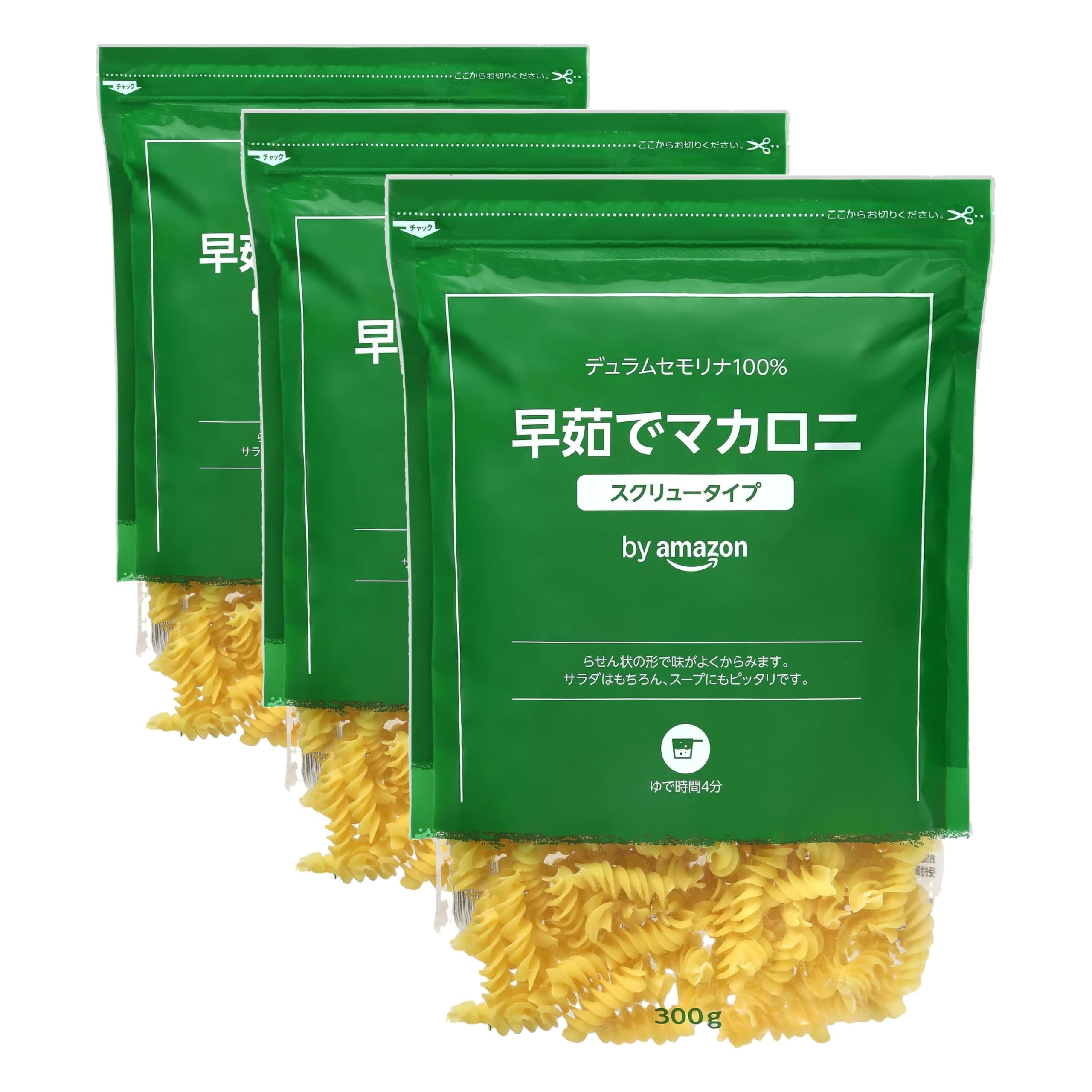 Amazon.co.jp: by Amazon 早茹でマカロニ 300g×3袋 スクリュータイプ