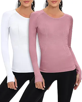 2 Pieces Women Short Sleeve Workout Shirt Seamless Workout Shirts Workout Tops Fitted Top Sports Yoga Athletic Shirt Top