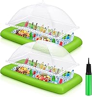 Vista 13 de Leitee El kit inflable de barra para servir incluye bandeja de buffet de ensalada con tapón de drenaje, cubierta de malla para alimentos, bebidas