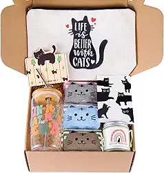 Presentes para amantes de gatos para mulheres, caixa de presente de mãe de gato para Natal, Dia das Mães, aniversário, presentes de gato para amantes de gatos, presentes temáticos de gato