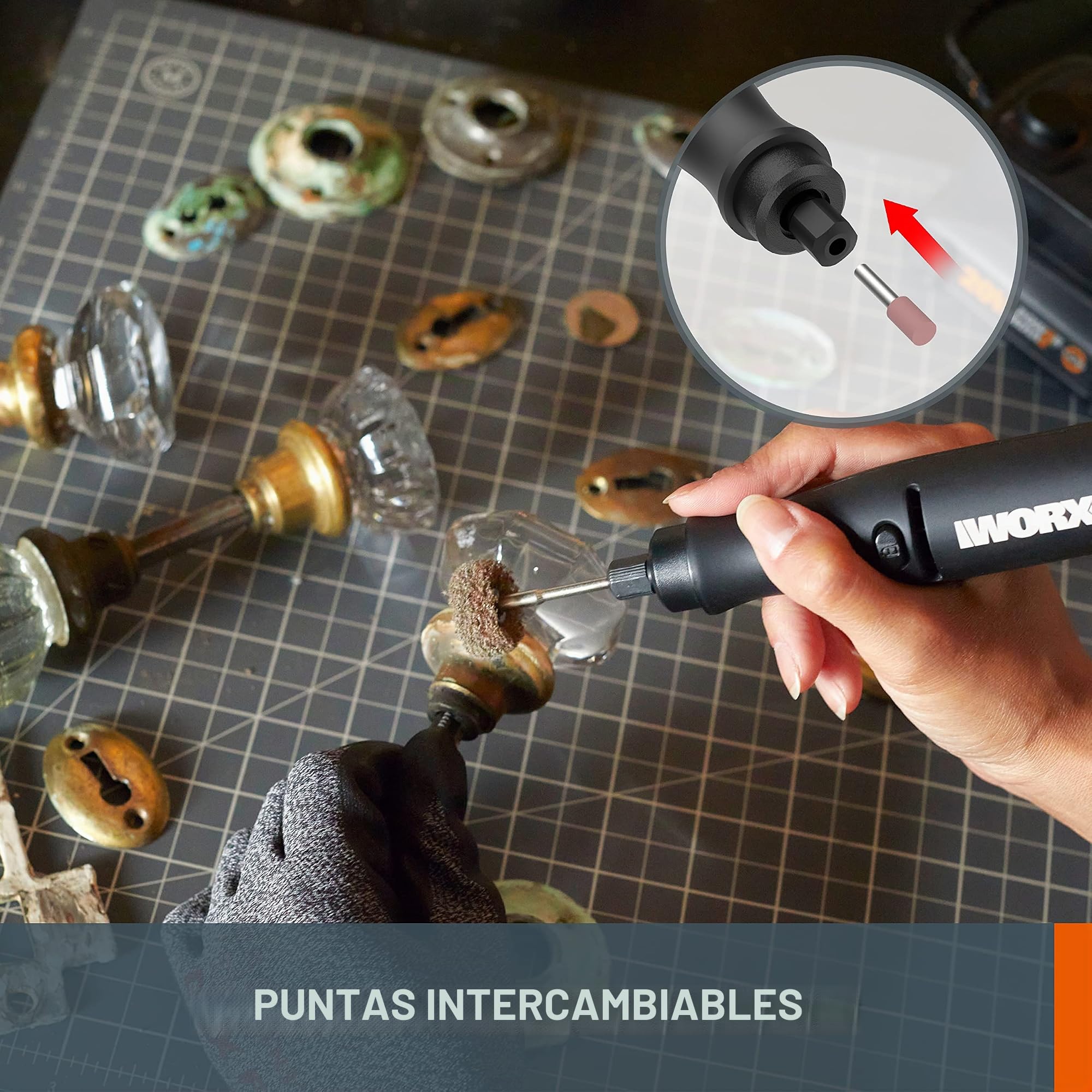 WORX Herramienta rotativa MakerX 20V | PowerShare | WX739.9 - Sin batería, ni cargador | kit de 20 accesorios | 20 accesorios, velocidad de 5.000 a 35.000 rpm y accesorios estándar compatibles