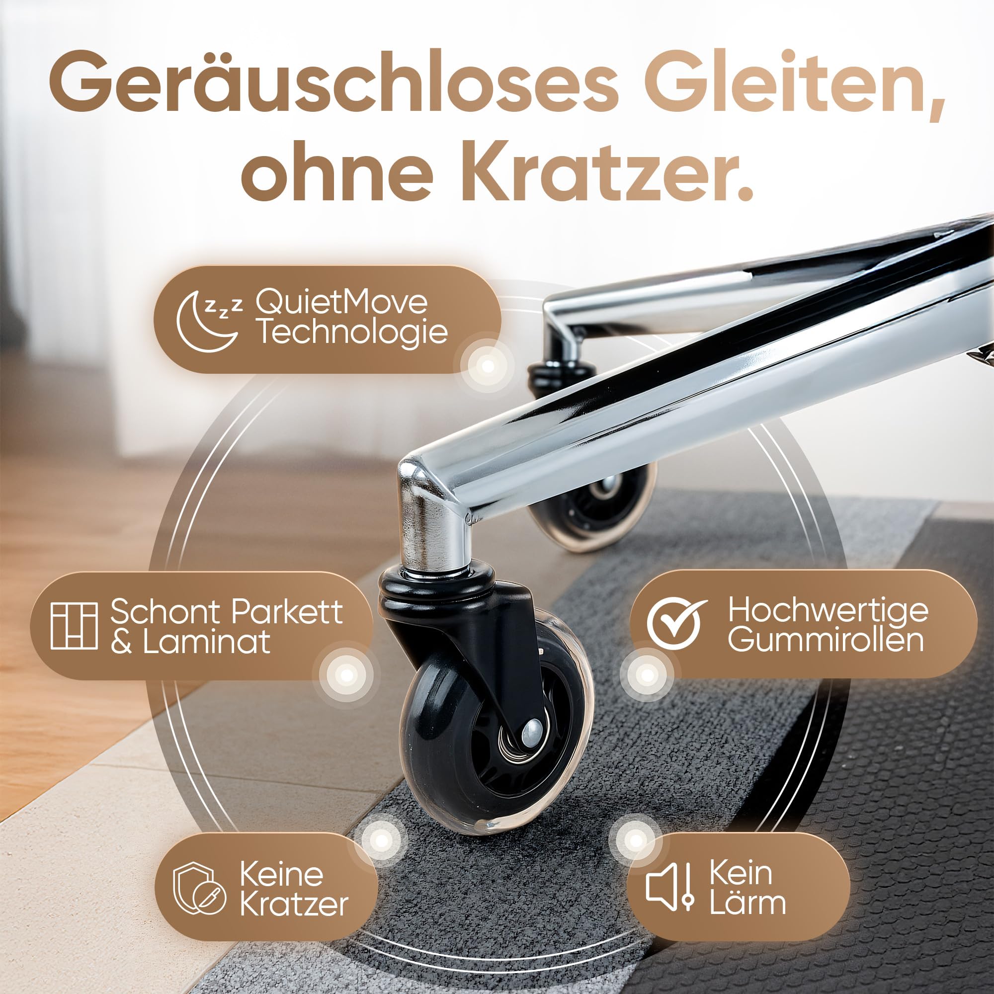 WohnJuwel Schminktisch Stuhl [höhenverstellbar] mit Gummirollen, Dickes Kissen [waschbares Kunstfell] - Drehstuhl Schminkstuhl Schminktischstuhl Schreibtischstuhl - Rosa
