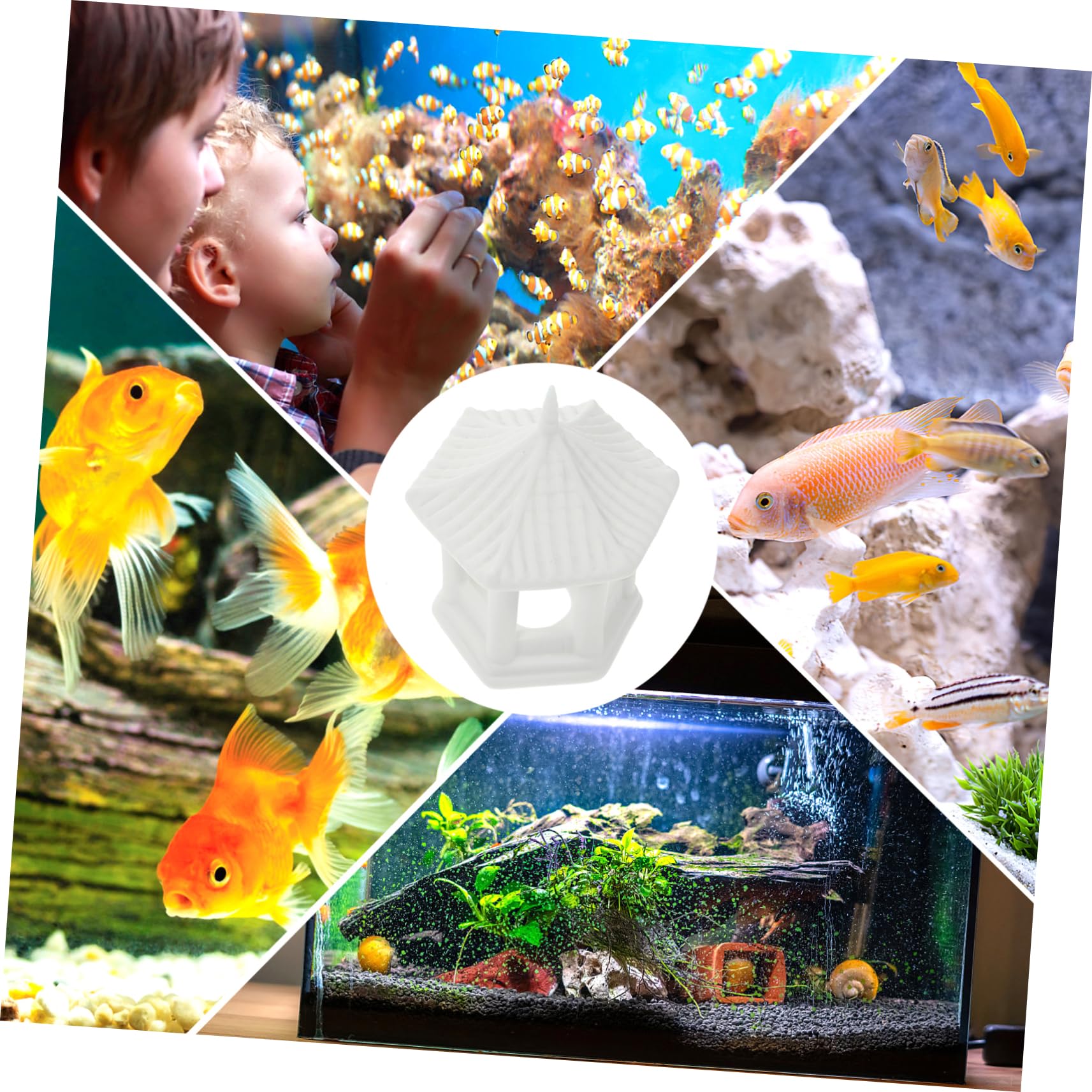 Mipcase 5 Pièces Ornements De Belvédère Hexagonaux Plantes D'aquarium en Soie Décorations Décor De Réservoir Axolotl Pavillon De Jardin Mini Pavillon Aquarium Étang Céramique Blanche