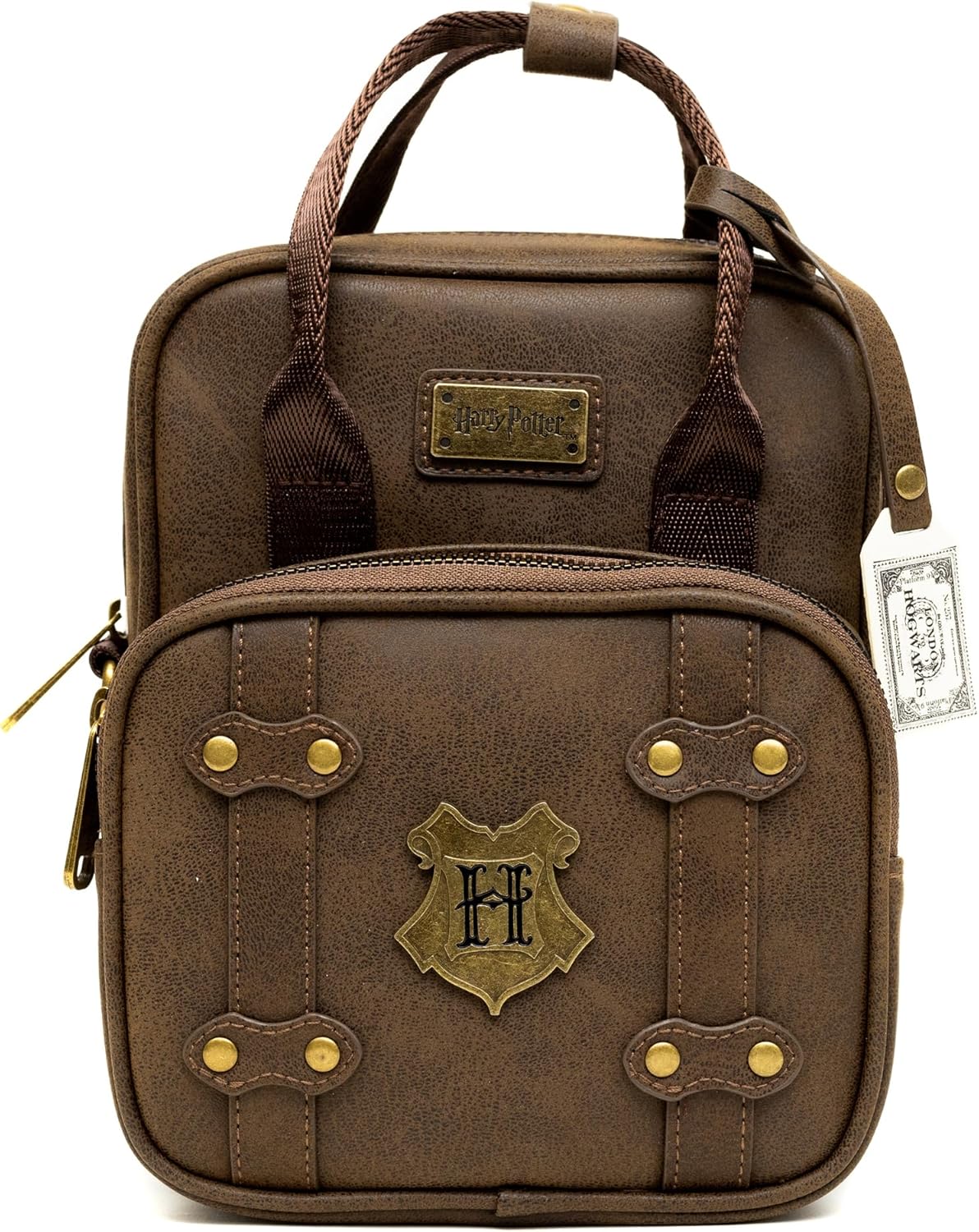 The Wizarding World of Harry Potter Bag, Crossbody, Harry Potter Hogwarts School of Witchcraft and Wizardry Brown, Vegan Leather