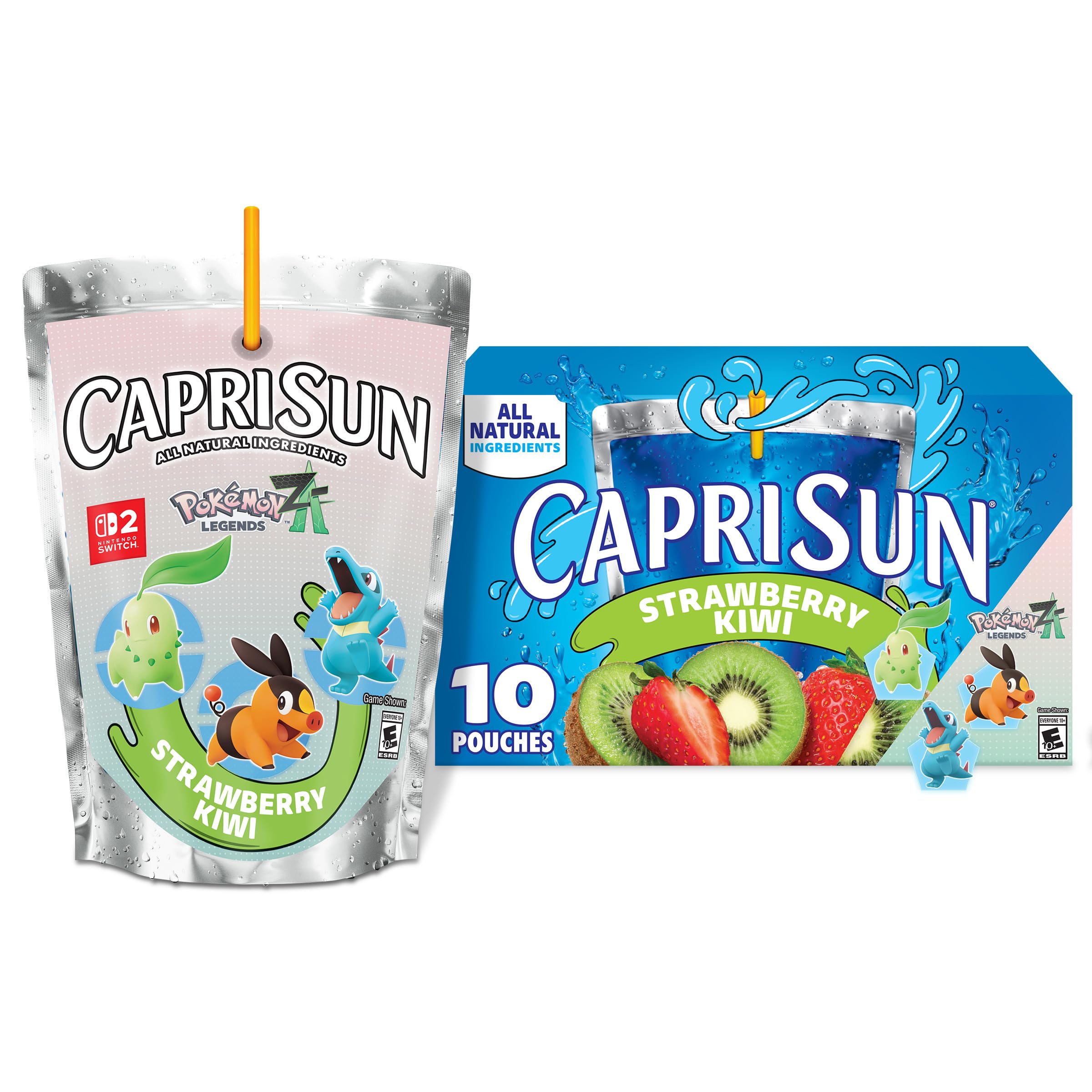 Capri Sun Strawberry Kiwi Naturally Flavored Kids Juice Drink Blend (10 ct Box, 6 fl oz Pouches)