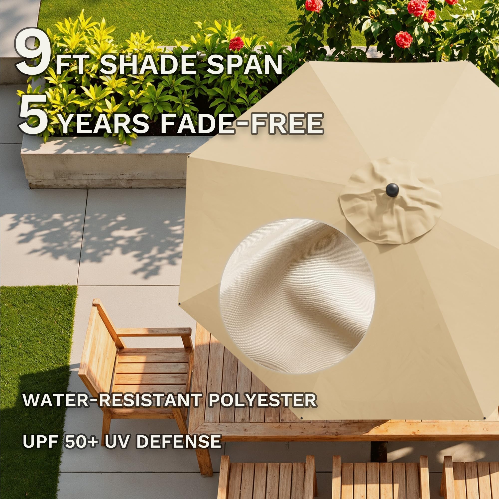 Patiowell Motorized Patio Umbrella, Remote Outdoor Umbrella with Heavy Duty Aluminum Frame, Removable Power Bank and Push Button Tilt for Backyard, Pool, Garden, Beach