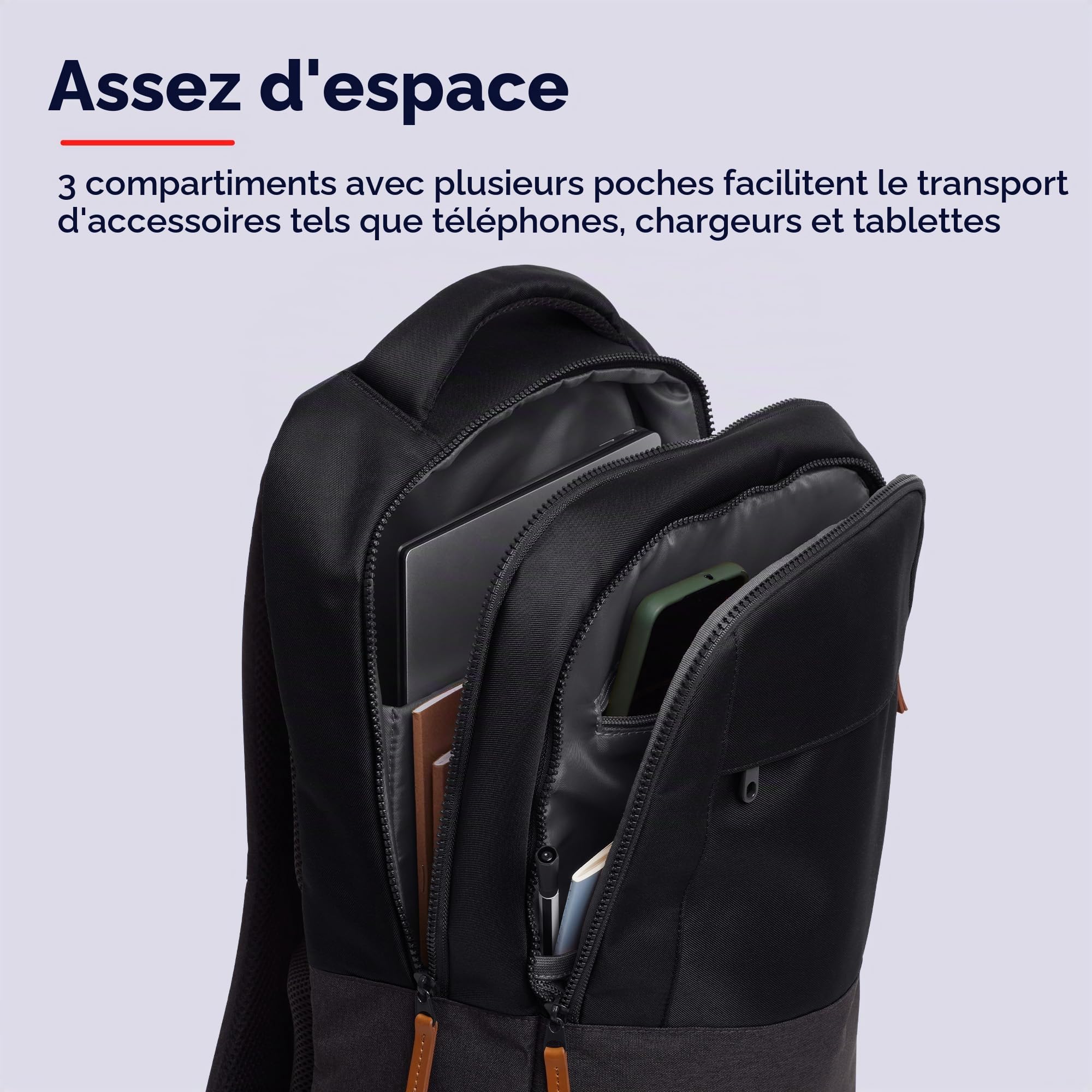 Trust Lisboa Sac à Dos pour Ordinateur Portable 16 Pouces, 23 Litres, Noir | avec Sangle pour Chariot, Plastique Recyclé, Backpack PC Voyage Homme Femme Collège Loisir Affaire Travail
