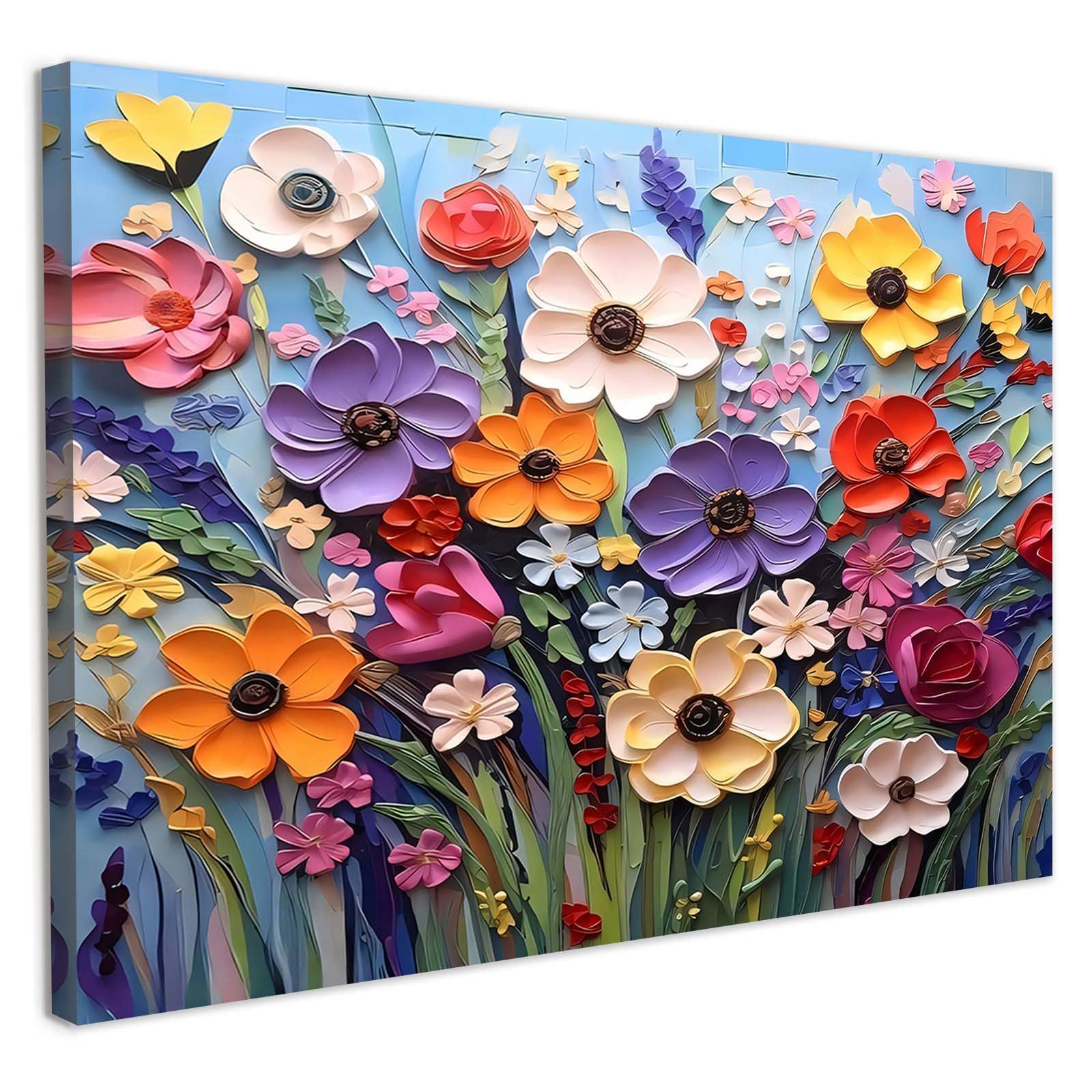 Galmcook Framed Canvas Wall Art 12x16 Inch Colorful Flower Artwork Modern Floral Wall Canvas Pictures for Living Room Bedroom Hallway Wall Decoration Prints with Hooks and Magic Tape โ image 1