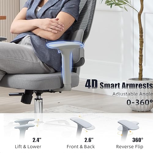 Miniatura 7 de Office Chair - High Back Mesh Ergonomic Desk Chair with 3-Zone Dynamic Lumbar Support & 2D Adjustable Headrest - Executive Reclining Swivel Comfy