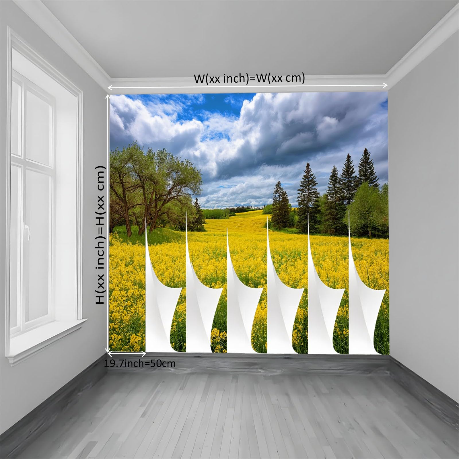Générique Panoramiczna tapeta Krajobraz Pole Kwiatów Rzepaku 3D 200 x 140 cm, włóknina XXL Nowoczesna Dekoracja ścienna Salon Sypialnia Biuro Pokój dziecięcy, Wielokolorowy