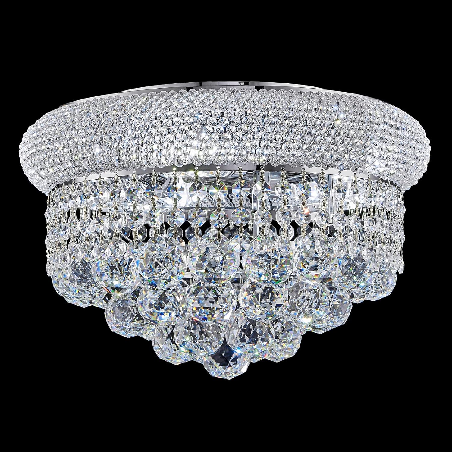 5 - Light 14\" Crystal Flush Mount Chandelier Ceiling Light Fixture for Bathroom Hallway Entryway Closet Bedroom Laundry Chrome Finish 5-lights Chrome NOT TESTED INCOMPLETE