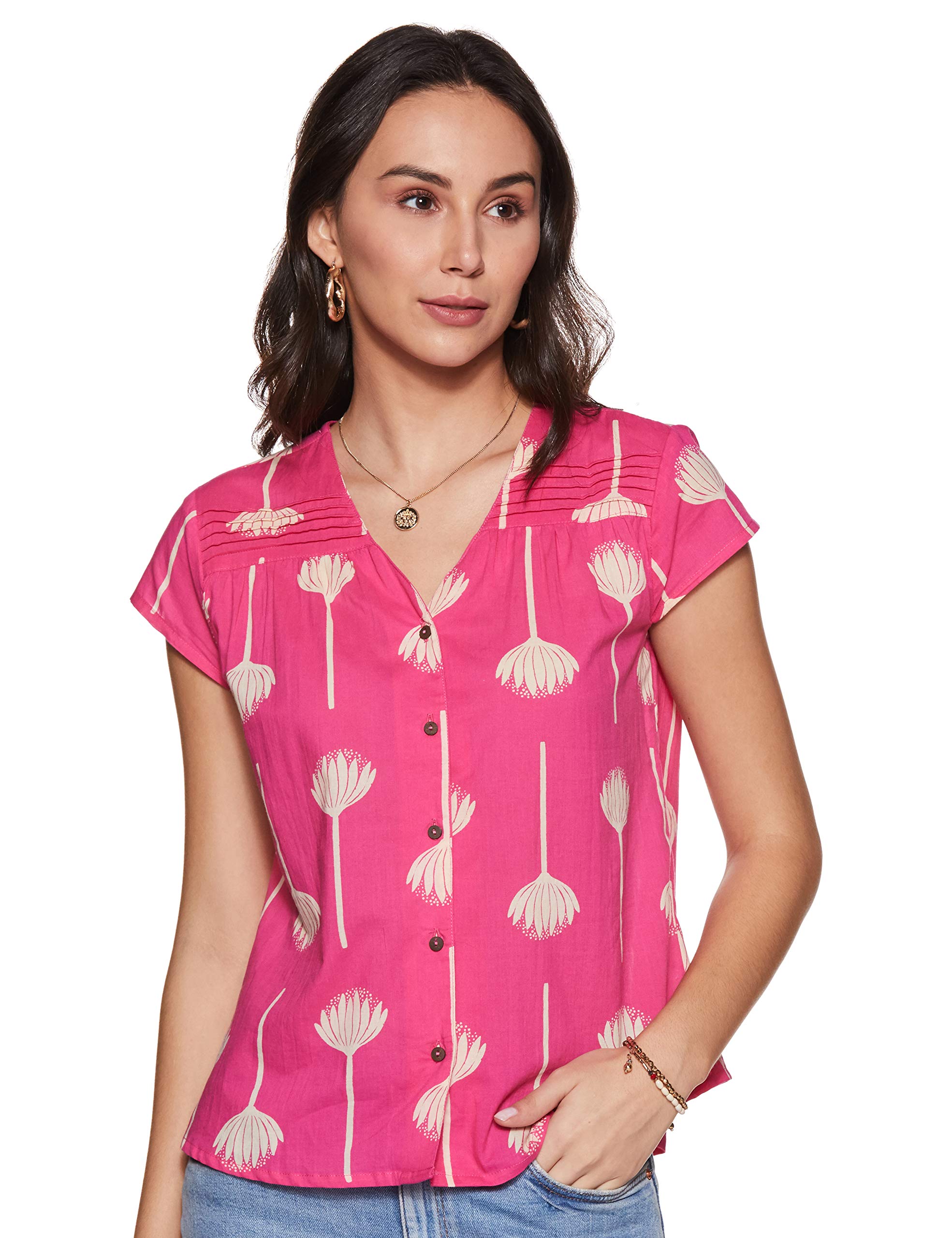 Amazon Brand - MyxWomen's Floral Regular fit Shirt