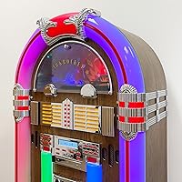 Vista 5 de Reproductor de vinilos jukebox Arkrocket Saturn V de tamaño completo Bluetooth USB SD CD Radio Retro Tocadiscos Jukebox clásico de 51 pulgadas