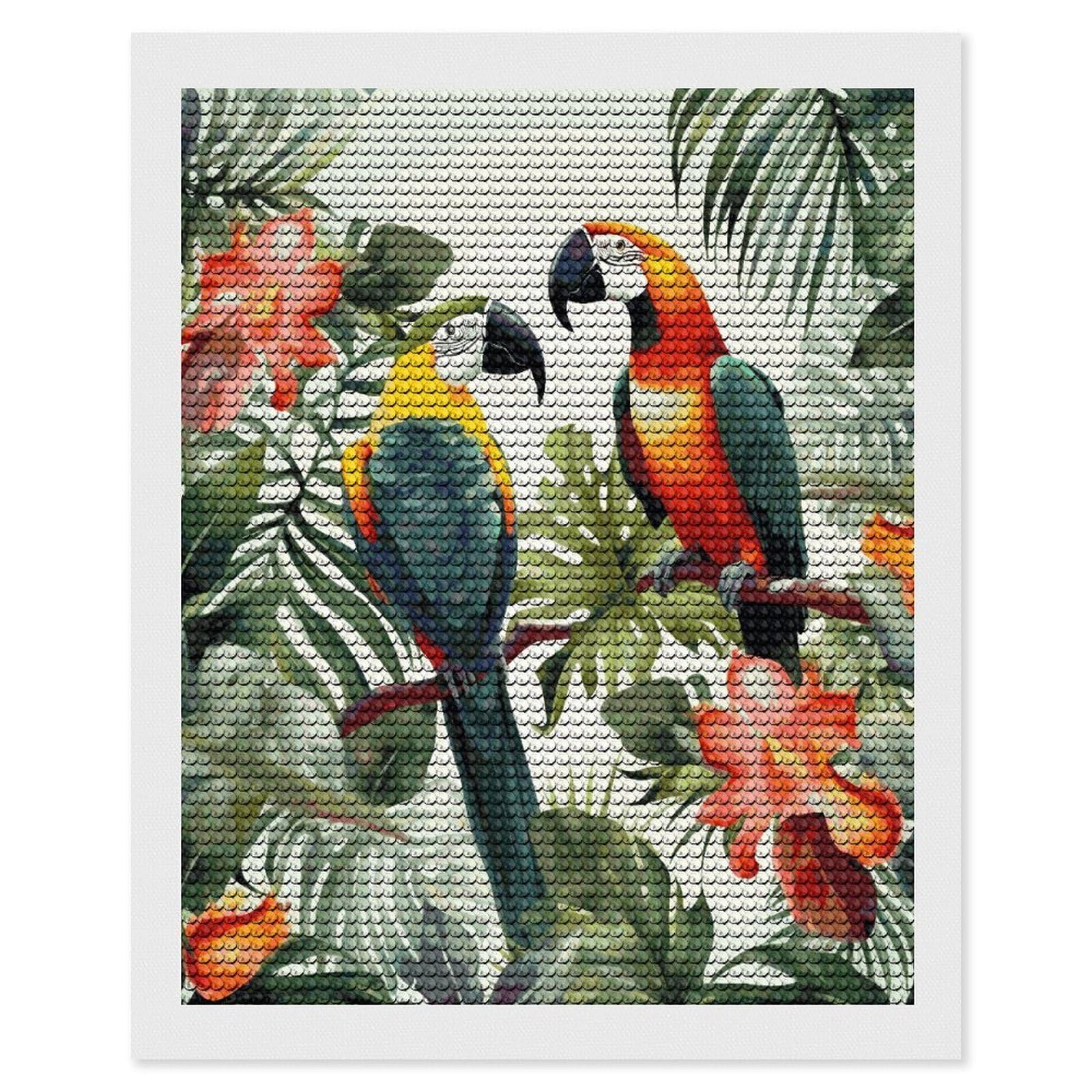 JTREHY Toucans Parrot Palm Tree Leaves Diamond Art Kits Personalized DIY Round Diamond Painting Kits for Beginner Full Drill Diamonds Dots Paintings for Adults Gem Art Crafts Home Decor