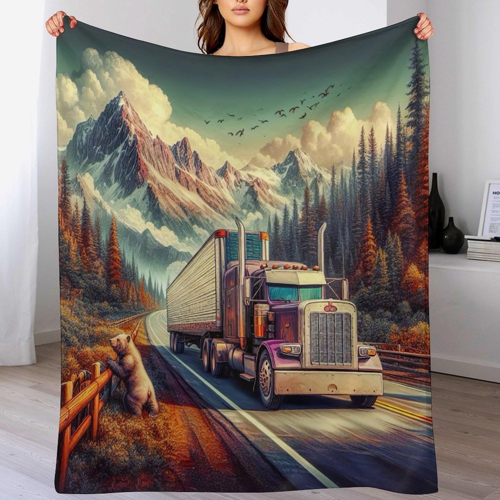 Couverture camion en flannel douce et chaude, plaid léger facile à manipuler