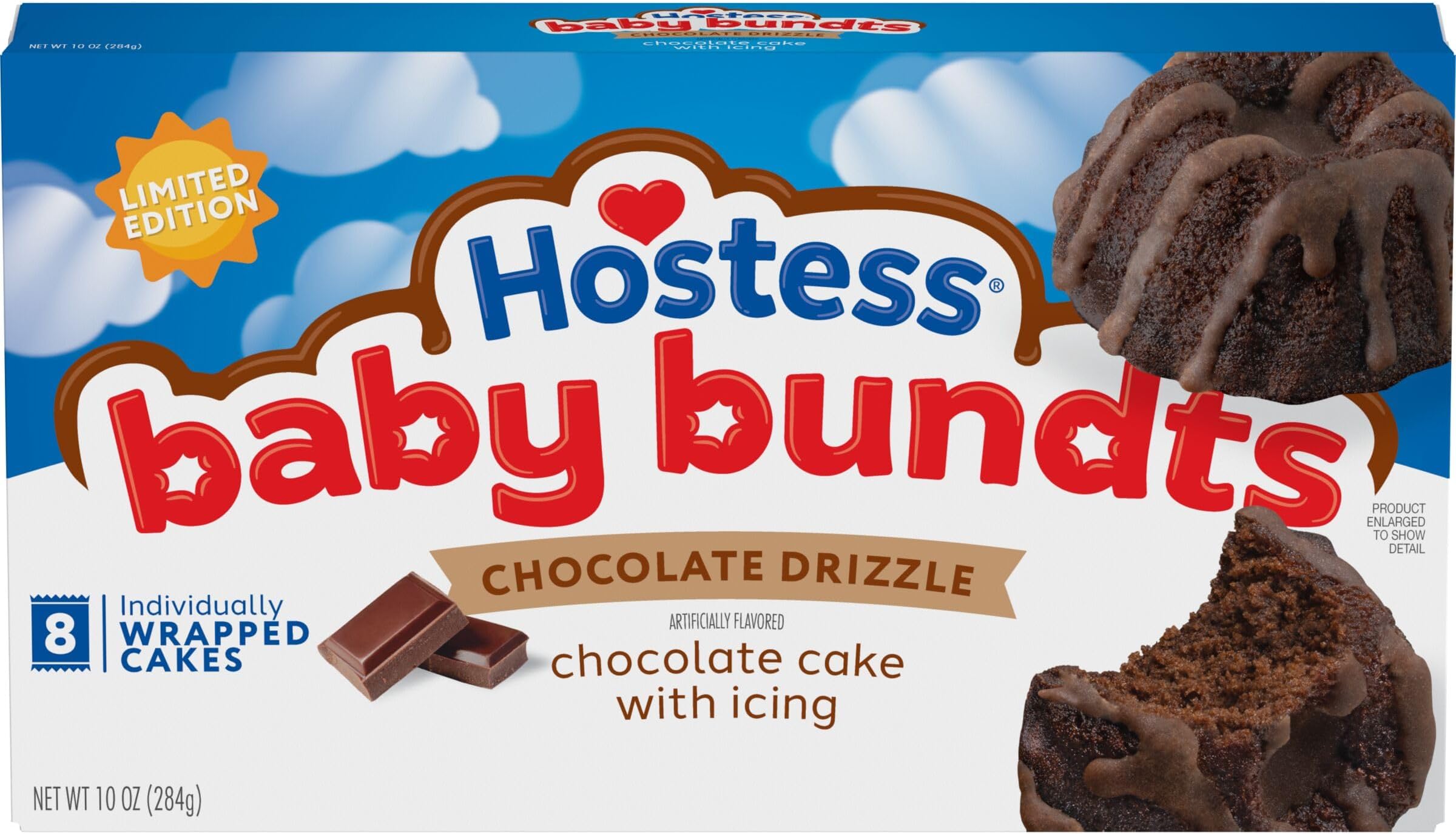 Baby Bundts, Chocolate Drizzle Artificially Flavored Mini Cakes, 10 Oz. Box (8 Pouches)