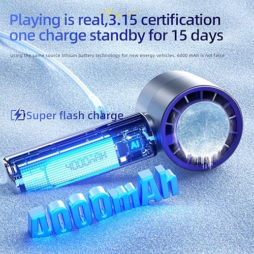 Miniatura 4 de Ventilador portátil de mano con velocidad (1-100) Mini ventiladores turbo ajustables, batería de 4000 mAh, recargable, luz personal de 3