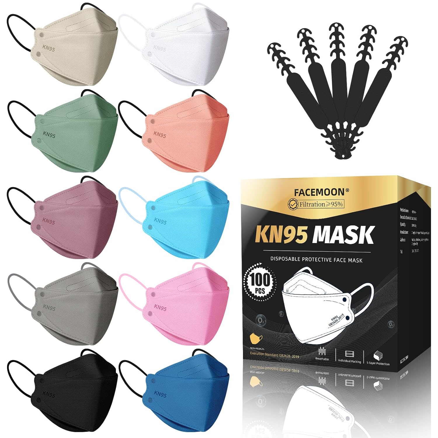 KN95 Face Mask Disposable Adults – 100 Pack Adjustable 5 Layer Protection KN95 Face Mask Breathable Comfortable Respirator KN95 Mask Individually Wrapped Women Men KN95 Face Mask Disposable Adults – 100 Pack Adjustable 5 Layer Protection KN95 Face Mask Breathable Comfortable Respirator KN95 Mask Individually Wrapped Women Men