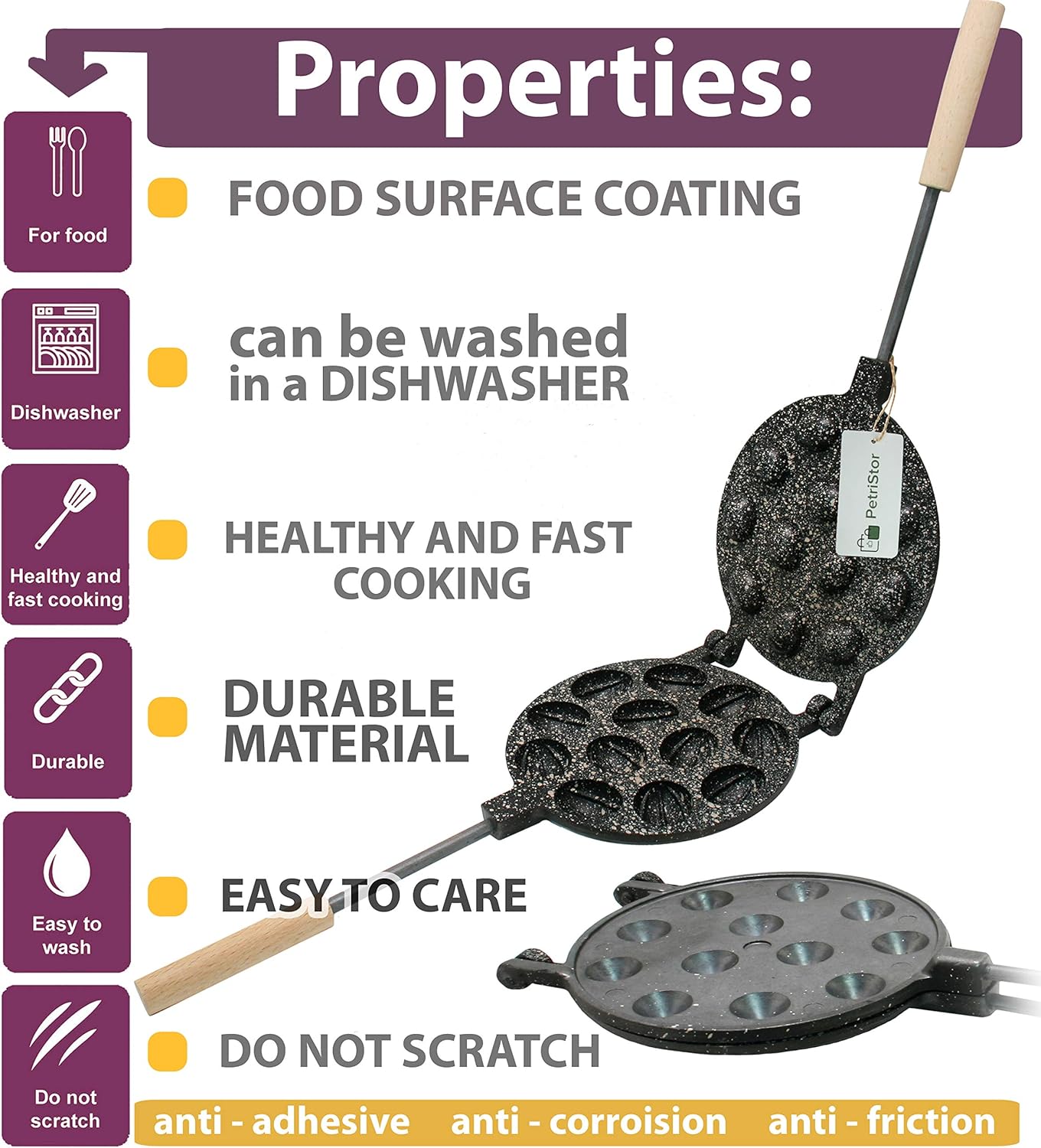 Walnut Cookie Maker 12 halves non-stick coating granite stone Cookies Pastry