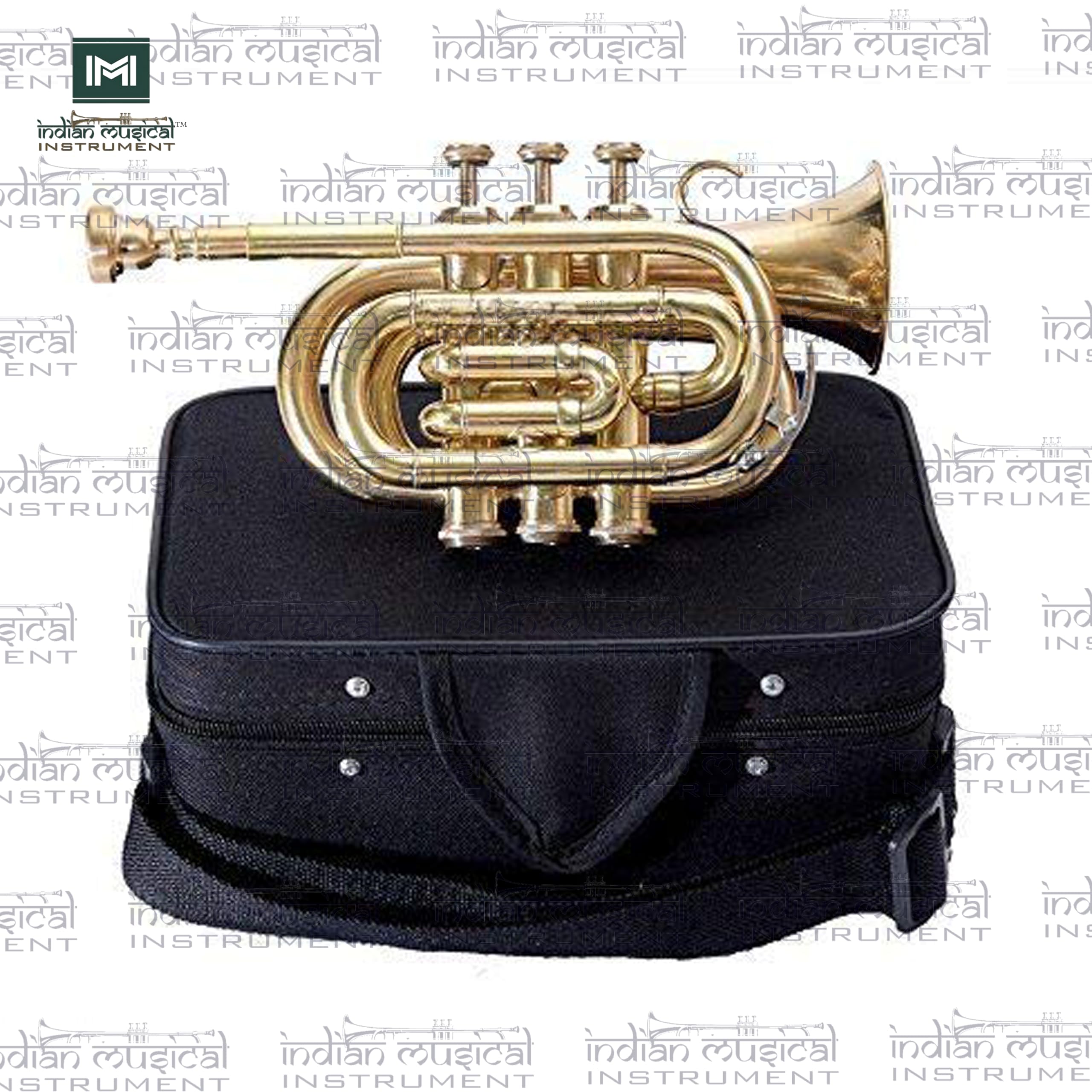 Pocket Trompete Bb Pitch inkl. Mundstück und Tragetasche (Gold)