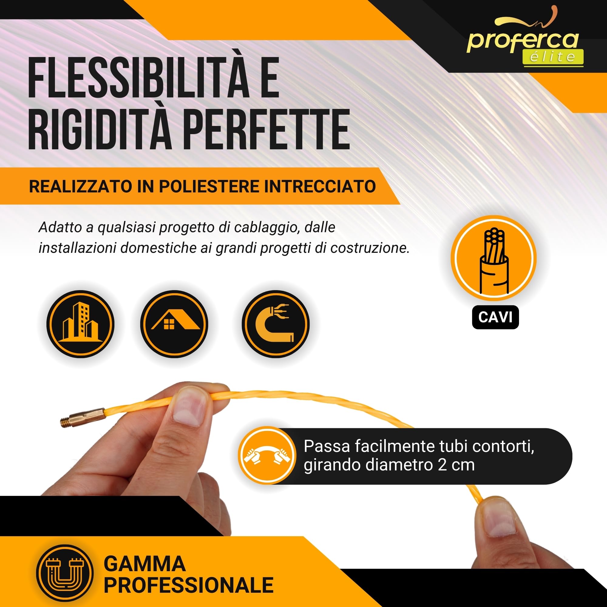 Sonda Passacavi Professionale 3mm 15 metri | Sonda Elettricista | Accessori Intercambiabili | Molla Elettricista