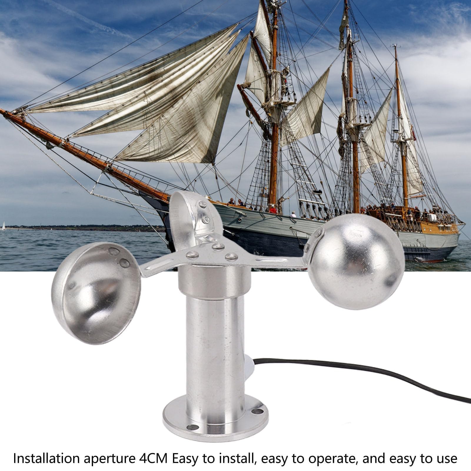 Windgeschwindigkeitssensor Anemometer aus Aluminiumlegierung, 3 Tassen, Genaue Messung für Kraftwerke, Meteorologische Überwachung, Windmessung mit 8 M Kabel