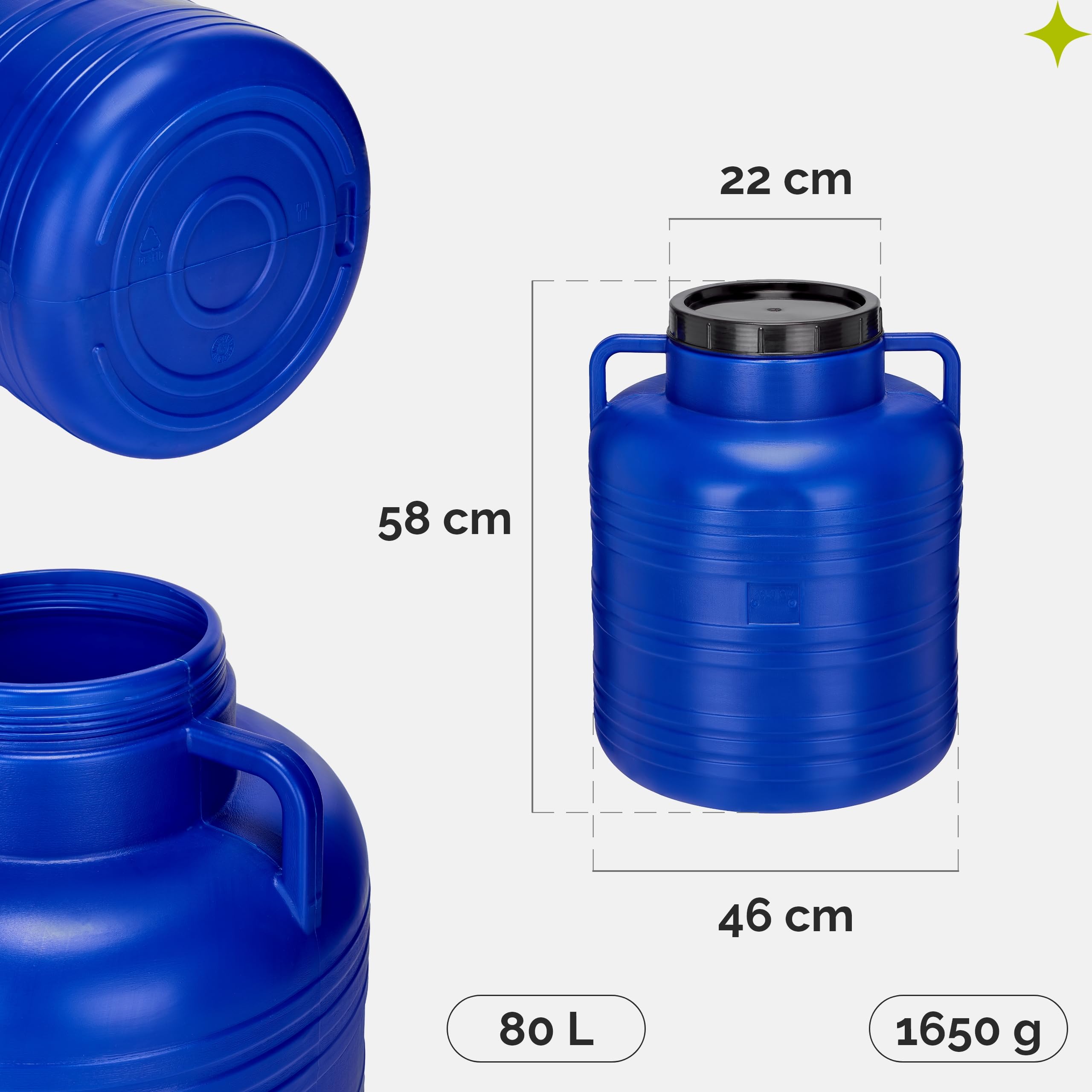 Garronda 80 litres Réservoir Eau sans BPA avec Couvercle Bleu GD-0087