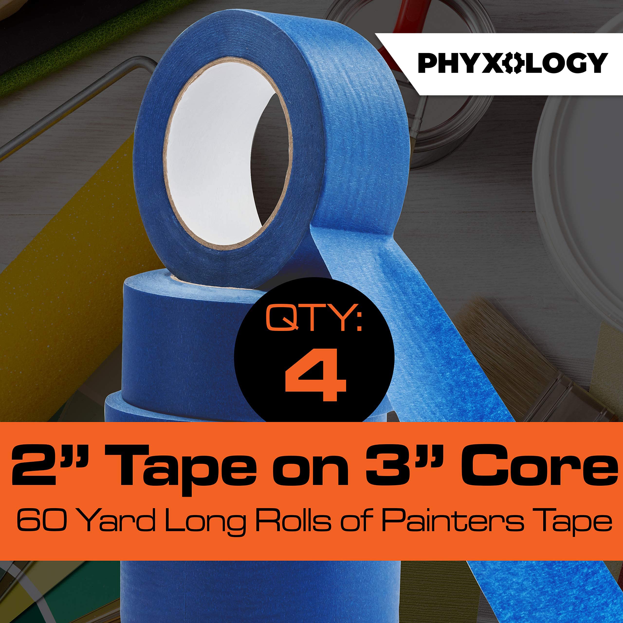 Lot De 4 Rouleaux De Ruban De Masquage Amovible Sans Résidus De 2,5 Cm, 55,4 M - Facile à Déchirer Et Amovible De Qualité Professionnelle - Idéal Pour La Maison, Le Bureau