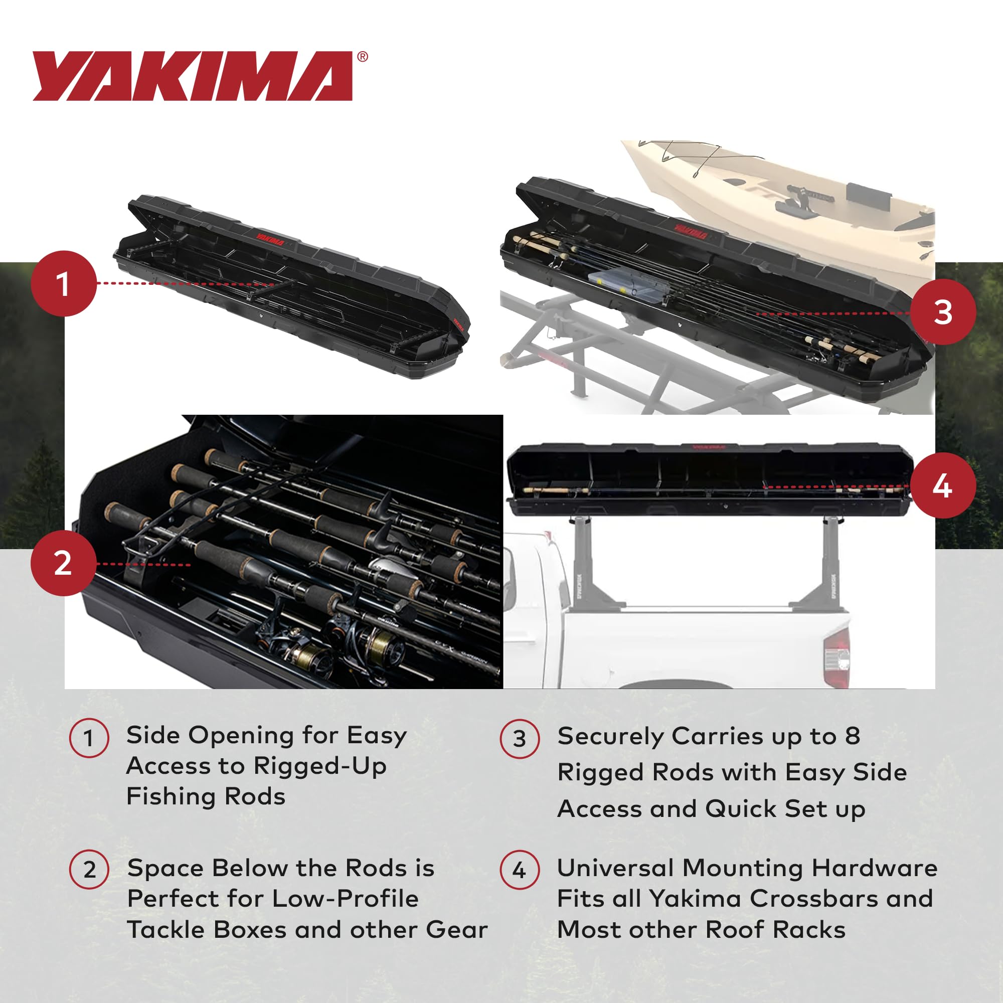 Yakima TopWater Rooftop Fishing Rod Box, Hard Case for up to 8 Poles