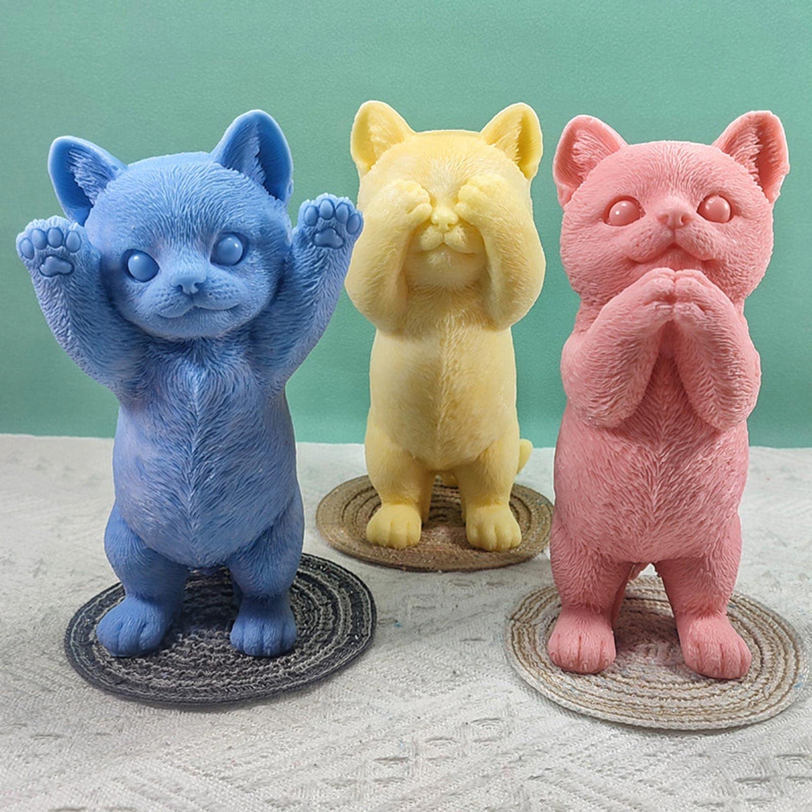 Moule En Silicone 3D En Forme De Chaton Pour Savon, Moule En Silicone 3d En Forme De Chaton Pour Savon Moule En Silicone Pour Moulage De Bougies Main En Epoxy 92383915