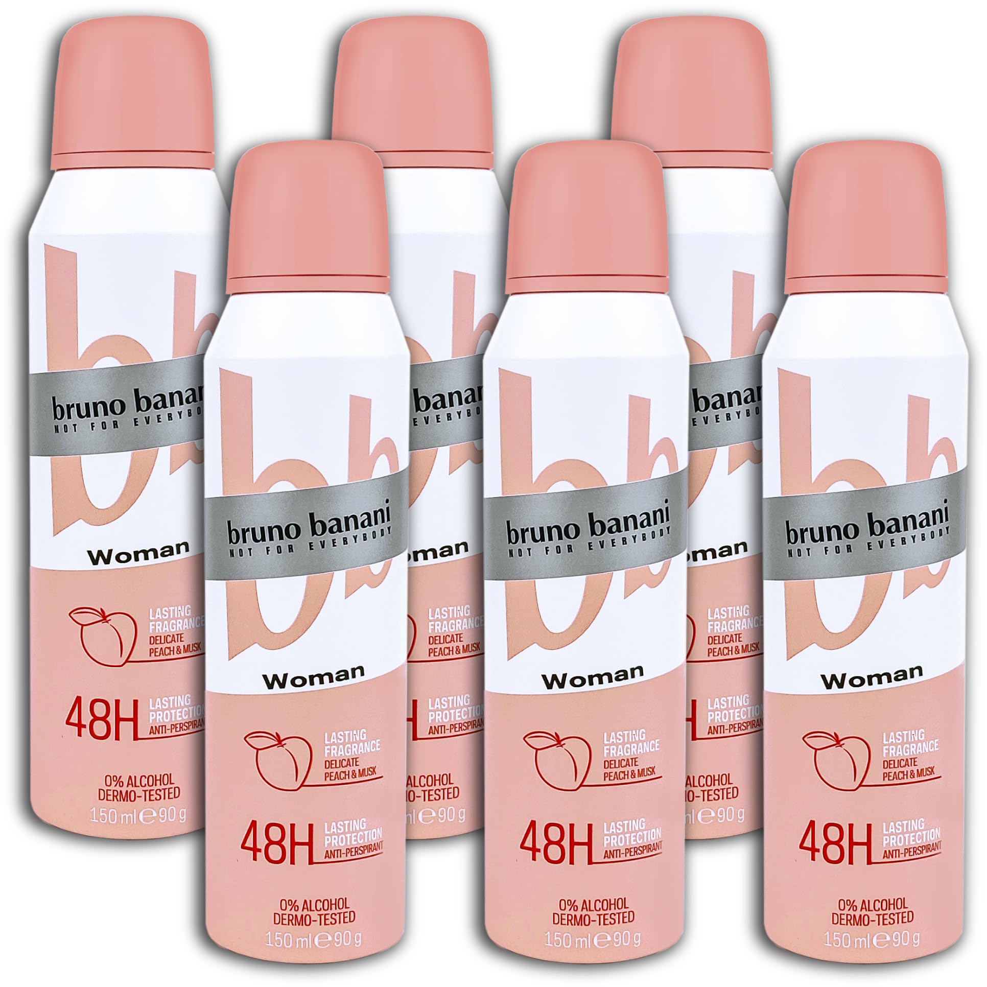 Deodorante spray bruno banani antitraspirante da donna, 6 x 150 ml