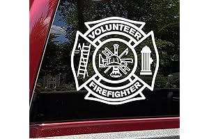 White Volunteer Firefighter Vinyl Decal: Display Your Firefighting Pride