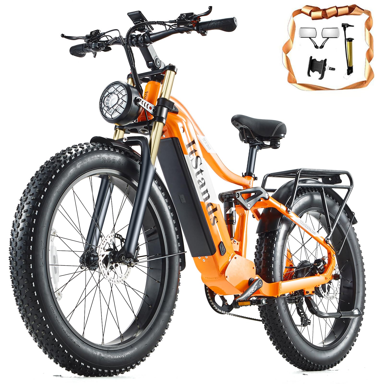 Dual Motor 2000W/1000W Electric Bike for Adult 48V 30AH/20Ah Removable Battery Up to &120 Miles Long Range 26"Fat Tire Off Road Mountain Full Suspension Electric Bicycle,Adjustable Stem,UL Certified