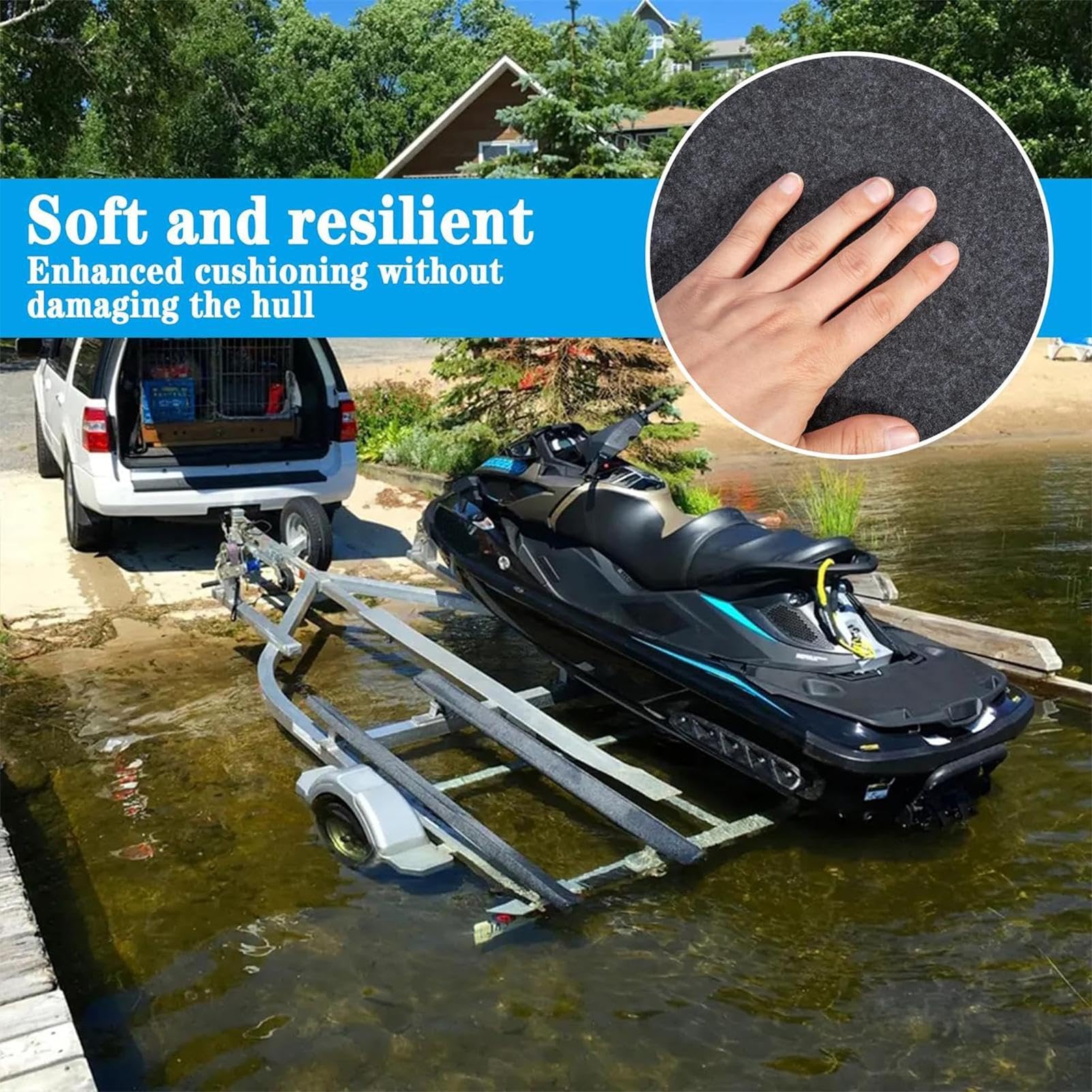 Bootsanhänger-Teppich, Bootsteppich für Kojen, Filz-Schutzteppich für Anhängerkoje, Boot mit doppelten Schichten, Bootstransport-Lade- und Entladeschutzpolsterung für Motorboot, Rampen,