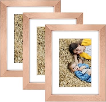 Golden State Art, 6x8 Picture Frame Set of 3, Rose Gold