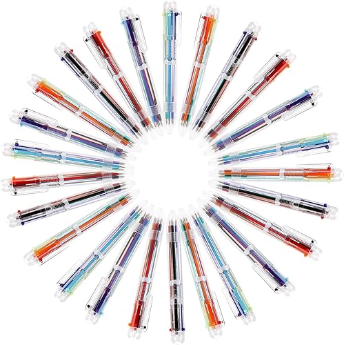 50 bolígrafos retráctiles 6 en 1 para oficina, suministros escolares, estudiantes, niños (0.5mm0.020")